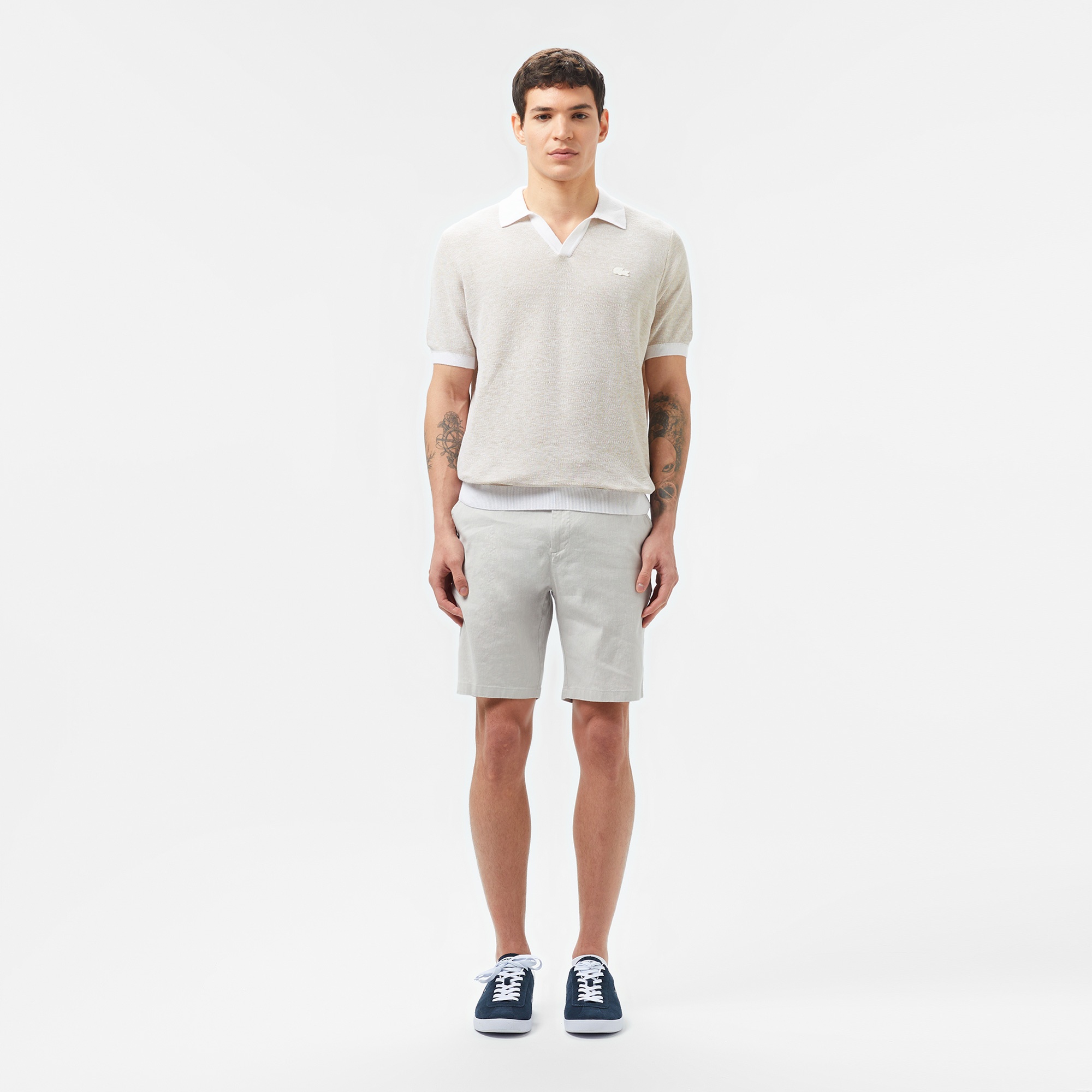 Lacoste Erkek Kısa Kollu Polo Yaka Krem Triko