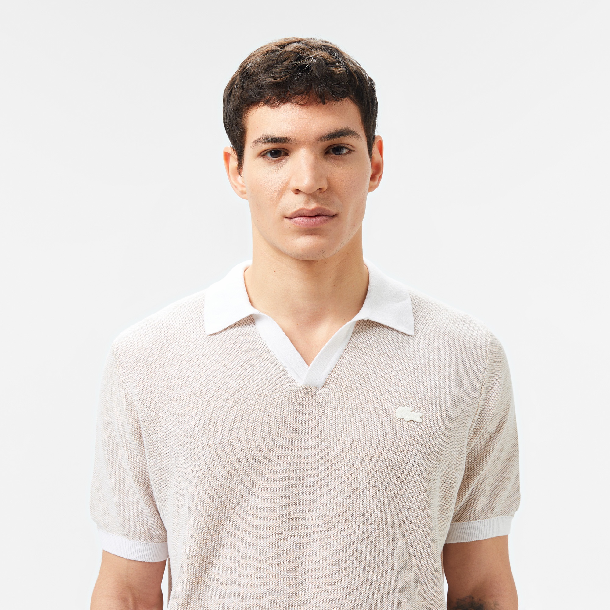 Lacoste Erkek Kısa Kollu Polo Yaka Krem Triko