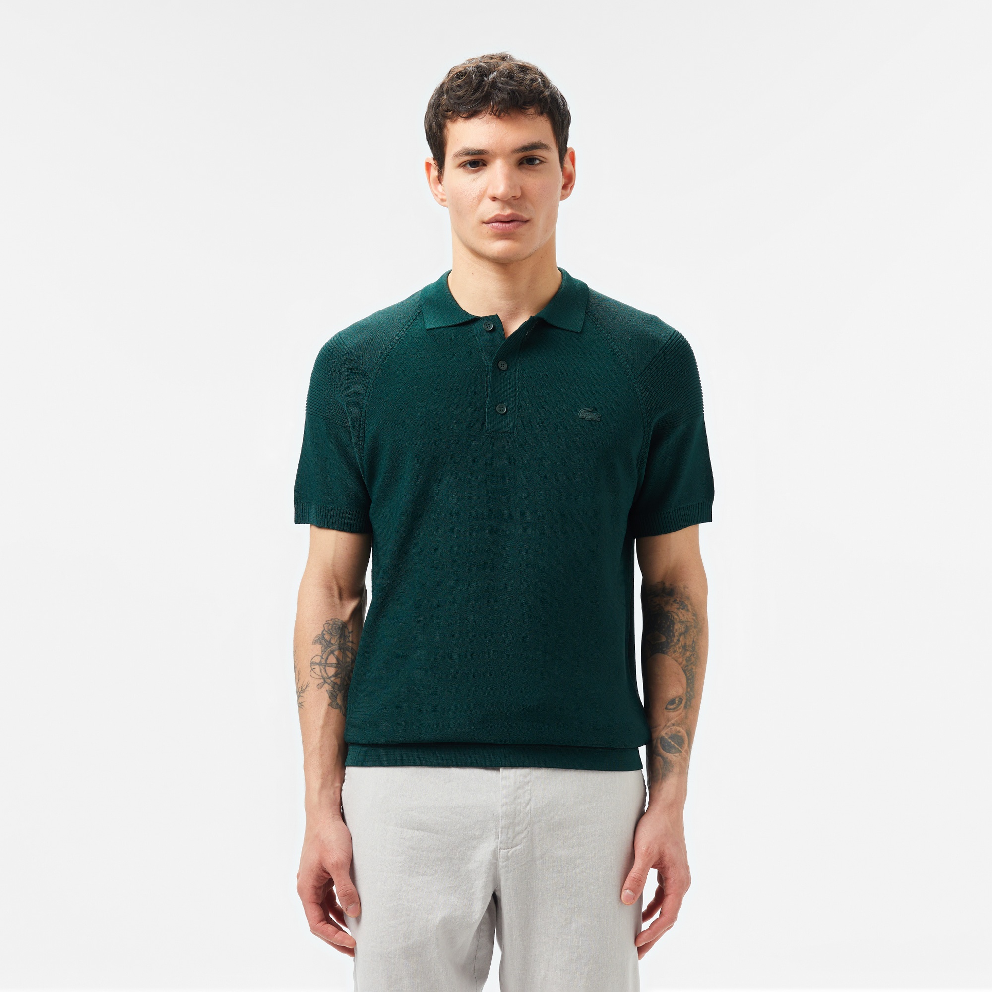 Lacoste Erkek Regular Fit Kısa Kollu Polo Yaka Koyu Yeşil Triko