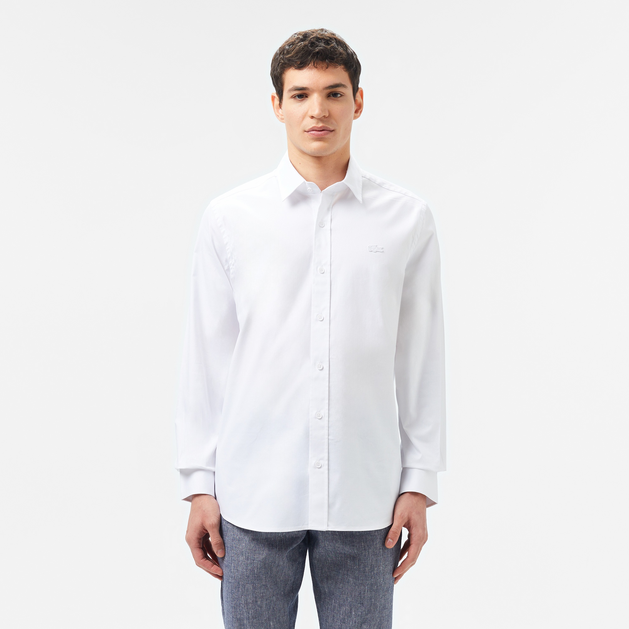 Lacoste Erkek Slim Fit Beyaz Gömlek