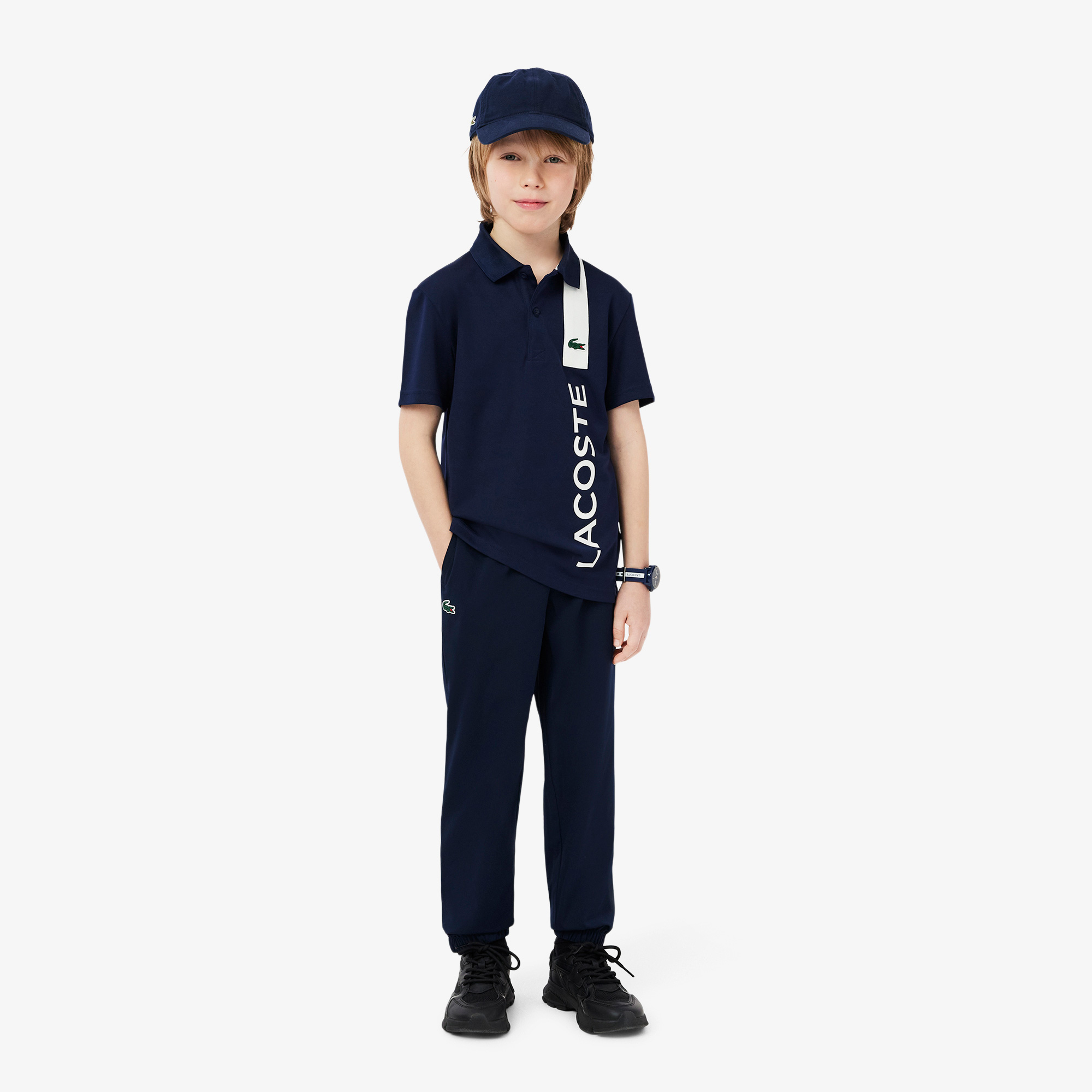 Lacoste SPORT Çocuk Baskılı Lacivert Polo görsel 4