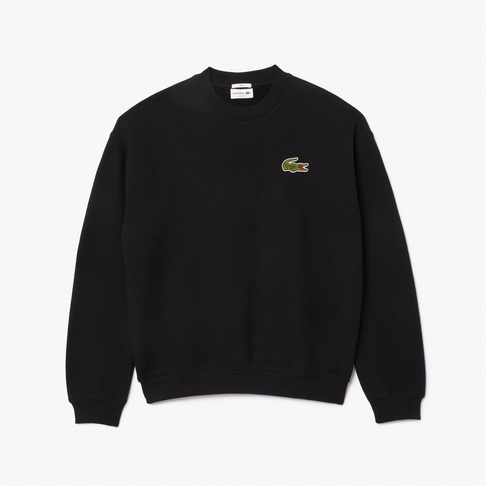 Lacoste Unisex Loose Fit Bisiklet Yaka Organik Pamuk Siyah Sweatshirt