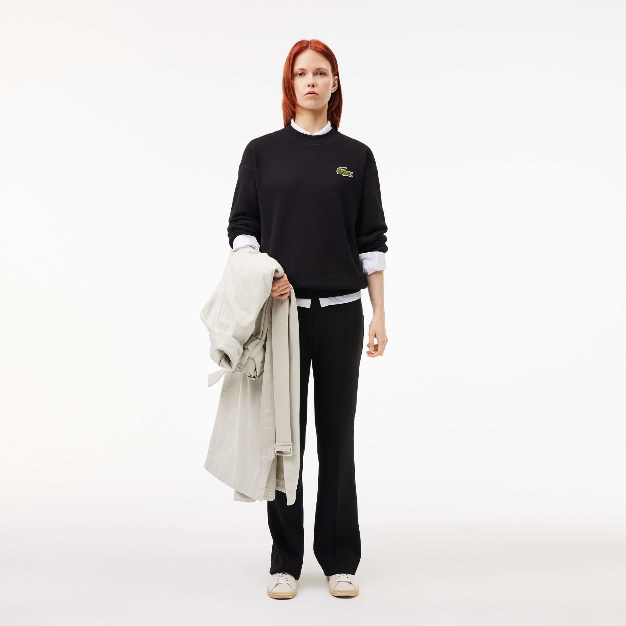 Lacoste Unisex Loose Fit Bisiklet Yaka Organik Pamuk Siyah Sweatshirt