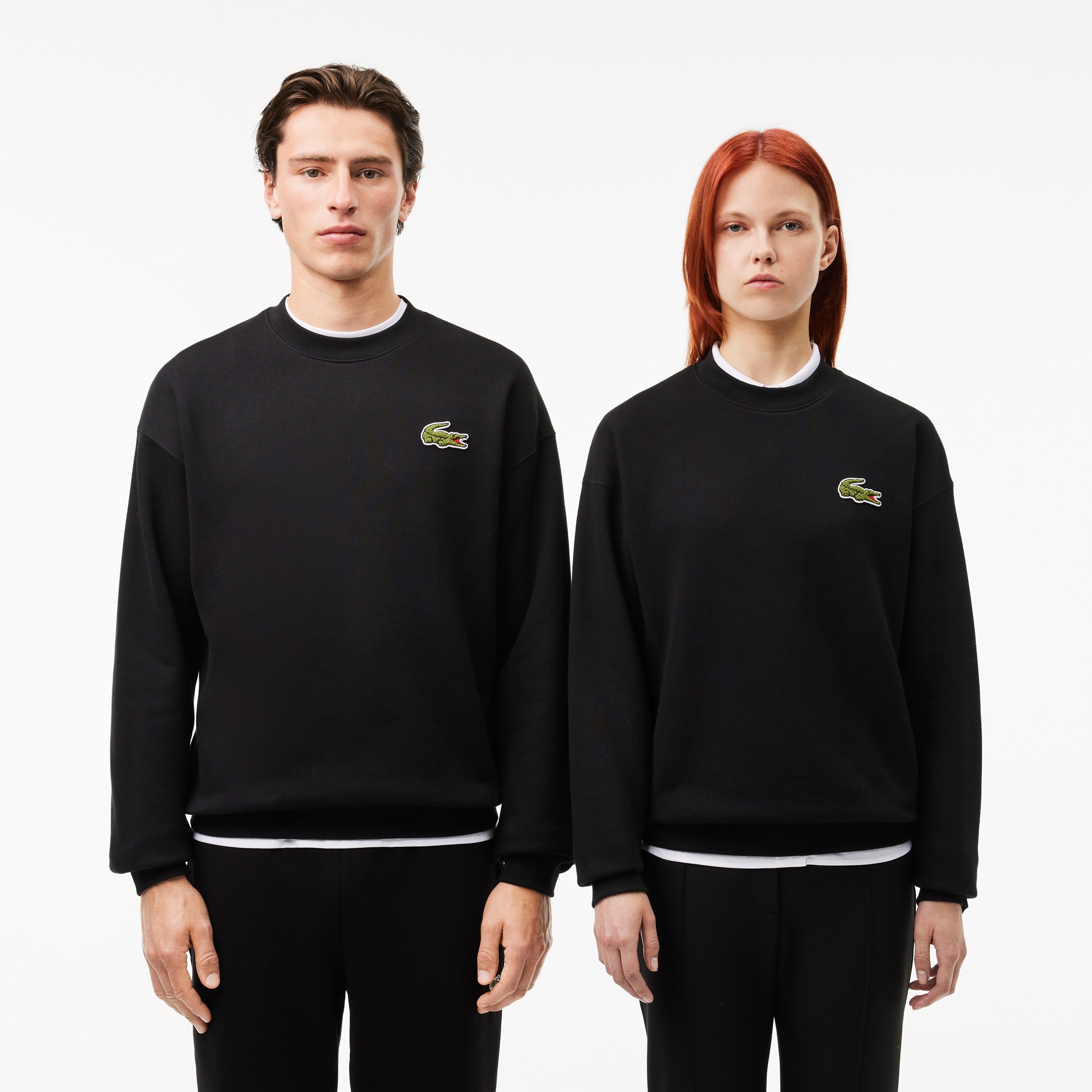 Lacoste Unisex Loose Fit Bisiklet Yaka Organik Pamuk Siyah
