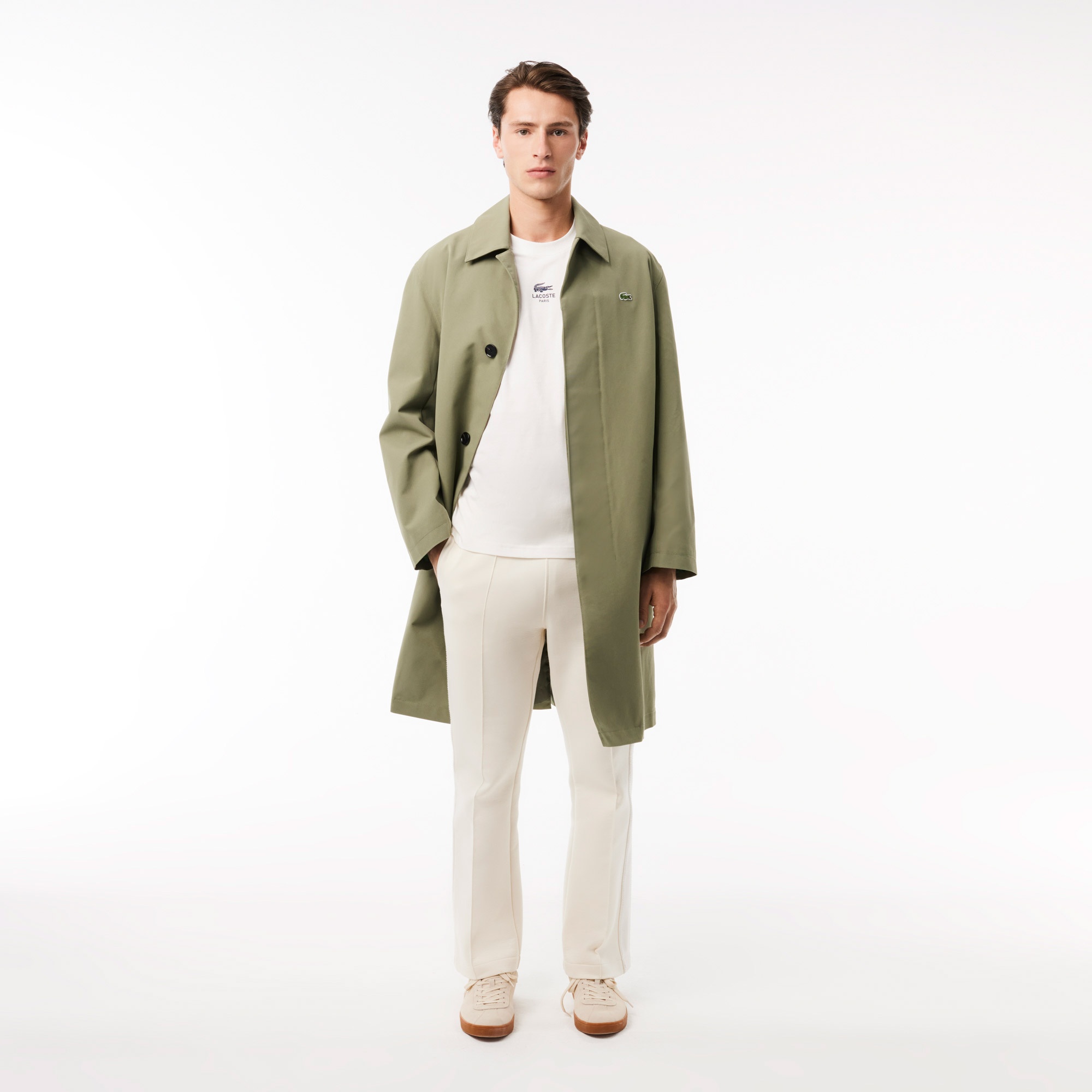 Lacoste Signature Unisex Classic Fit Bisiklet Yaka Baskılı Beyaz T-Shirt