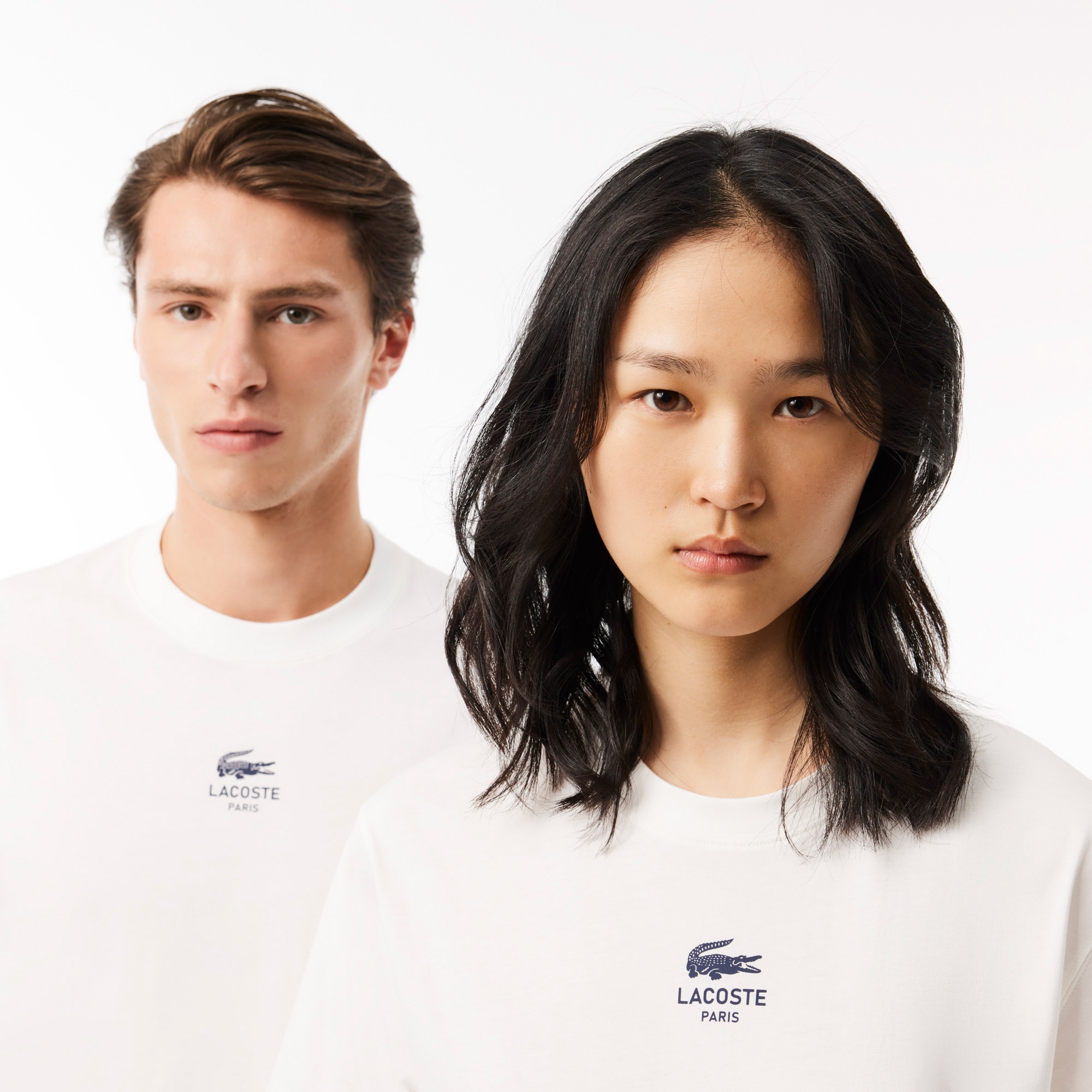 Lacoste Signature Unisex Classic Fit Bisiklet Yaka Baskılı Beyaz T-Shirt
