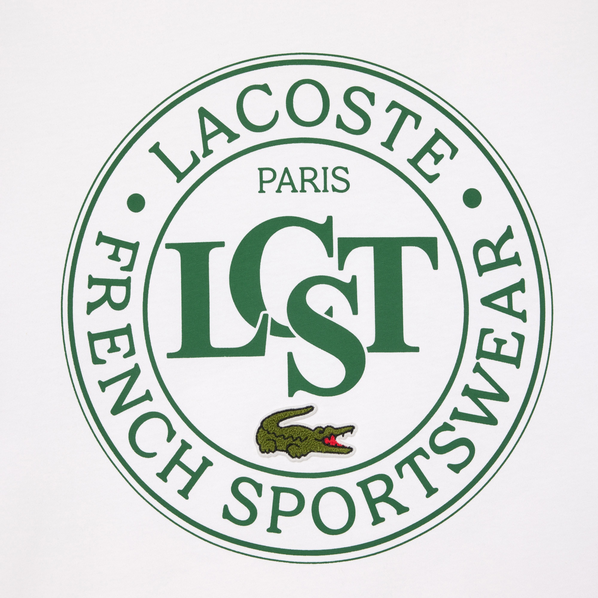 Lacoste Erkek Loose Fit Bisiklet Yaka Baskılı Beyaz T-Shirt