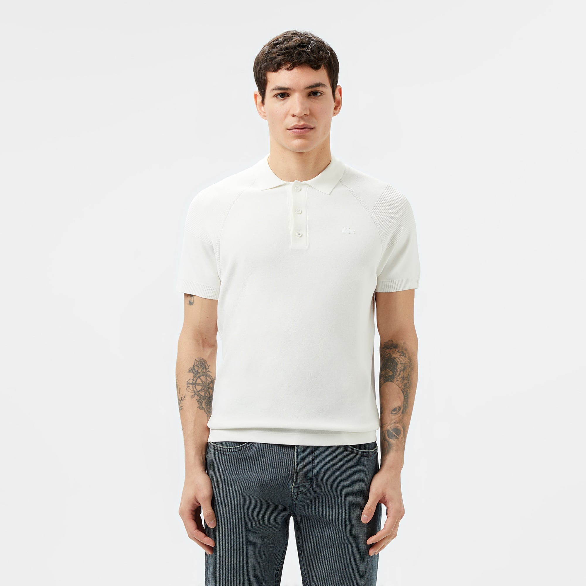 Lacoste Erkek Regular Fit Kısa Kollu Polo Yaka Beyaz Triko