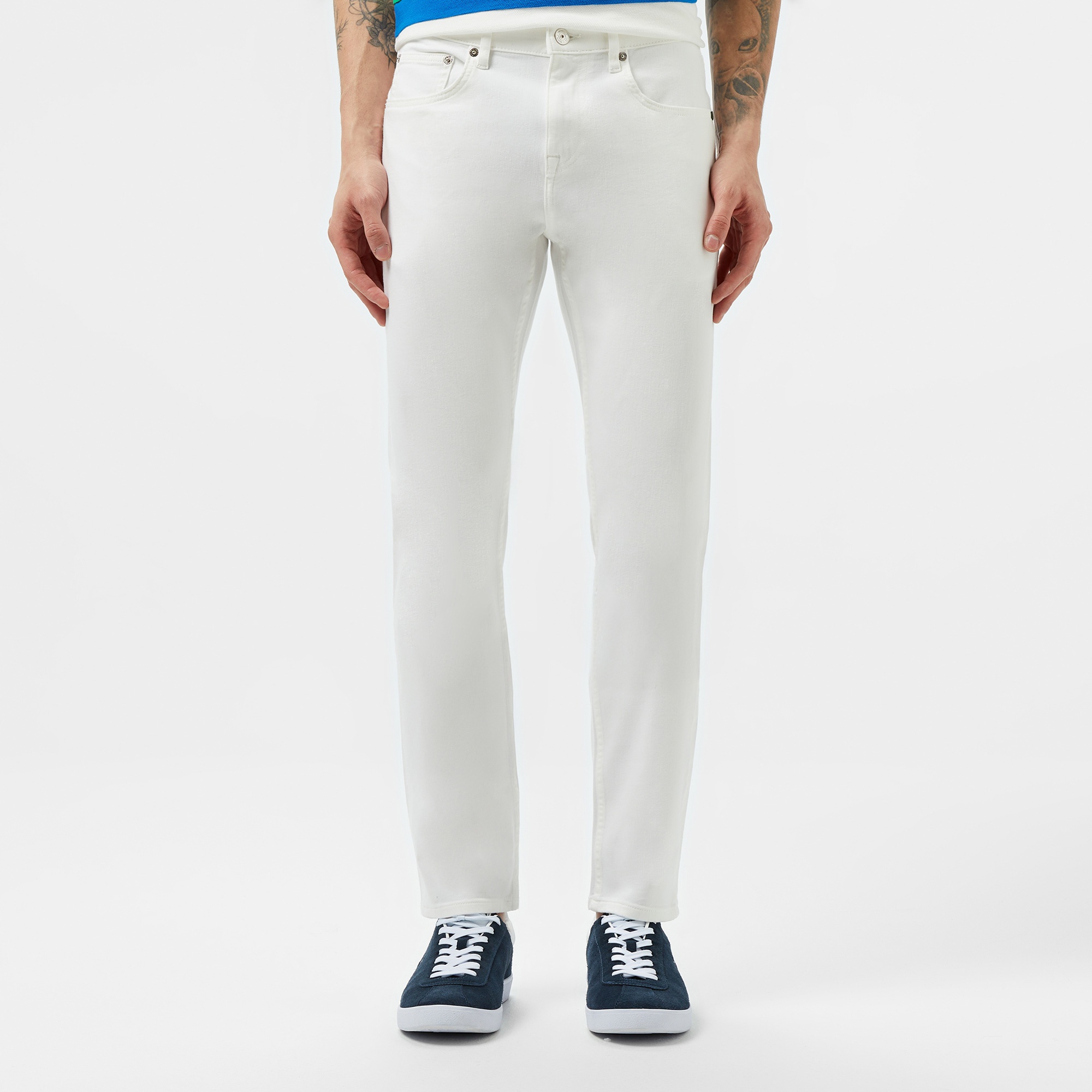 Lacoste Erkek Slim Fit Beyaz Jean Pantolon