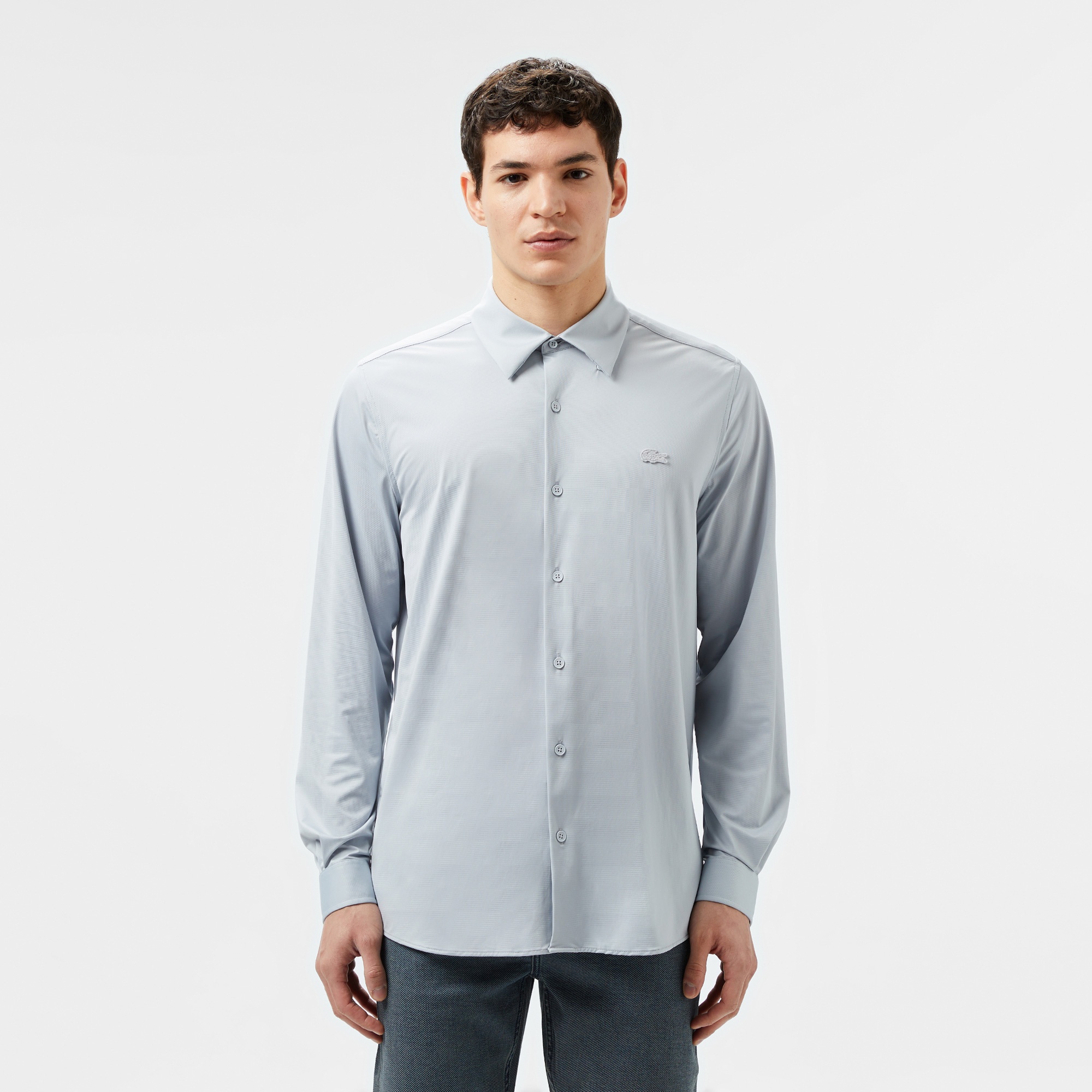 Erkek Slim Fit Gri Gömlek