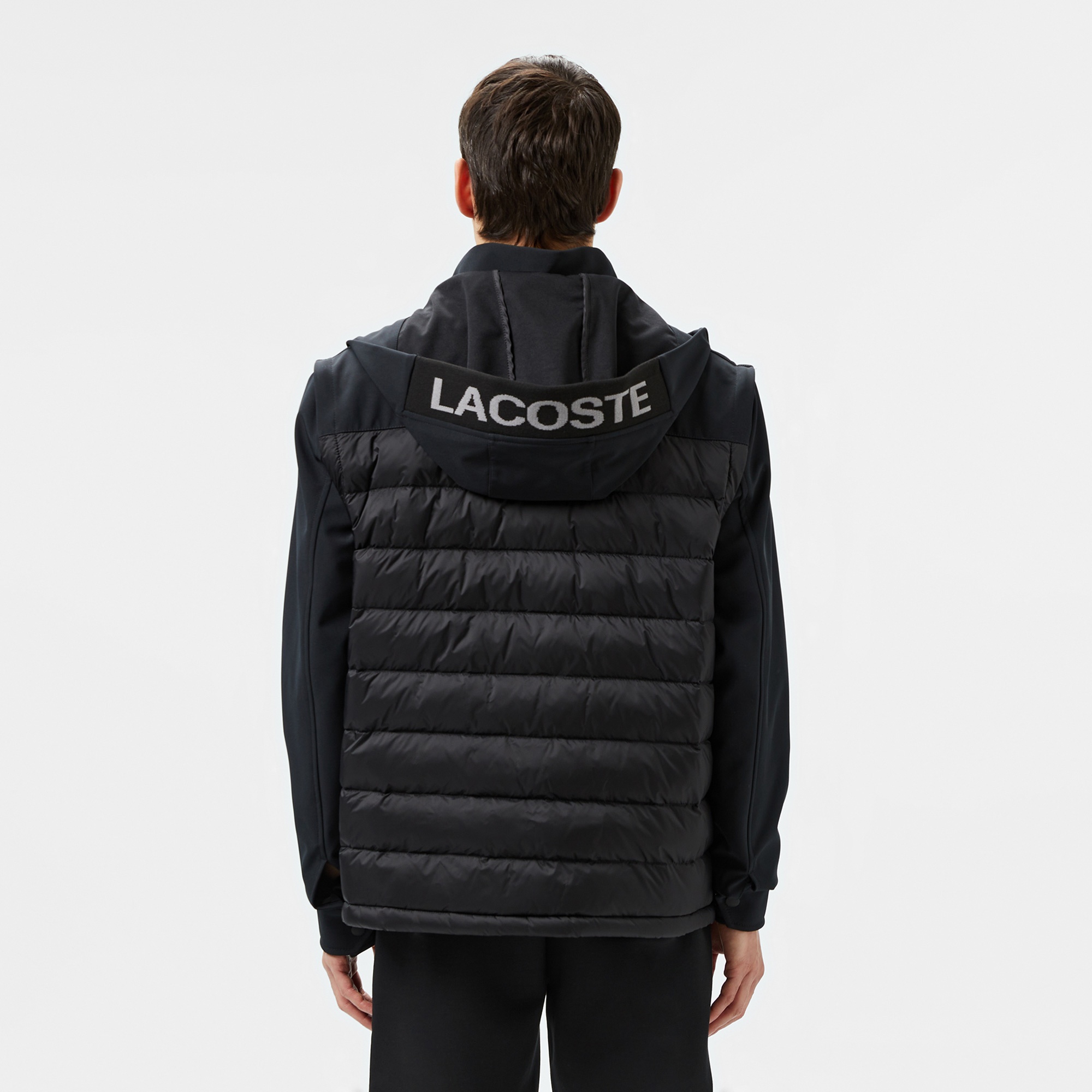 Lacoste Erkek Regular Fit Kapüşonlu Baskılı Siyah Mont