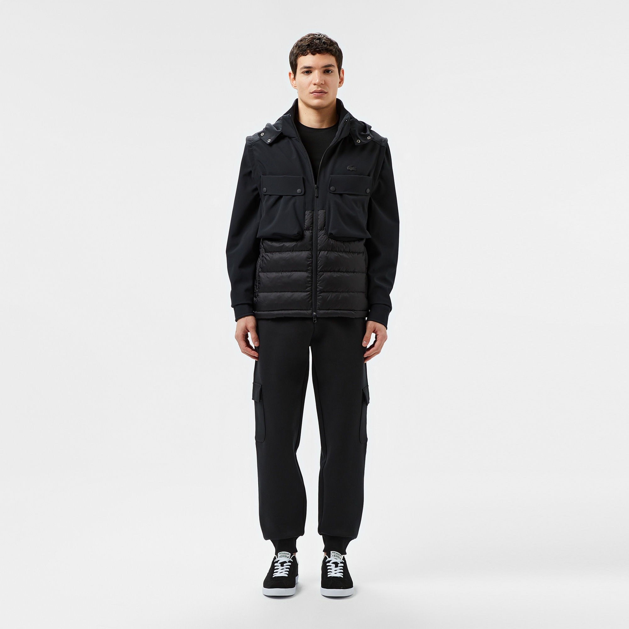 Lacoste Erkek Regular Fit Kapüşonlu Baskılı Siyah Mont