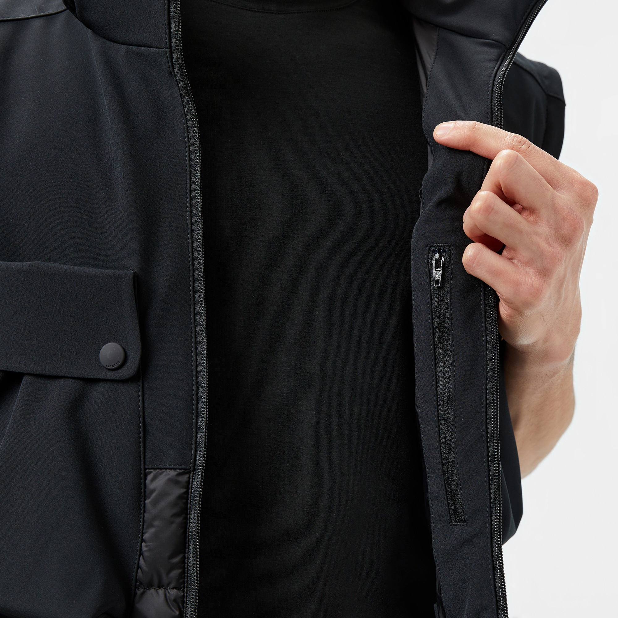 Lacoste Erkek Regular Fit Kapüşonlu Baskılı Siyah Mont