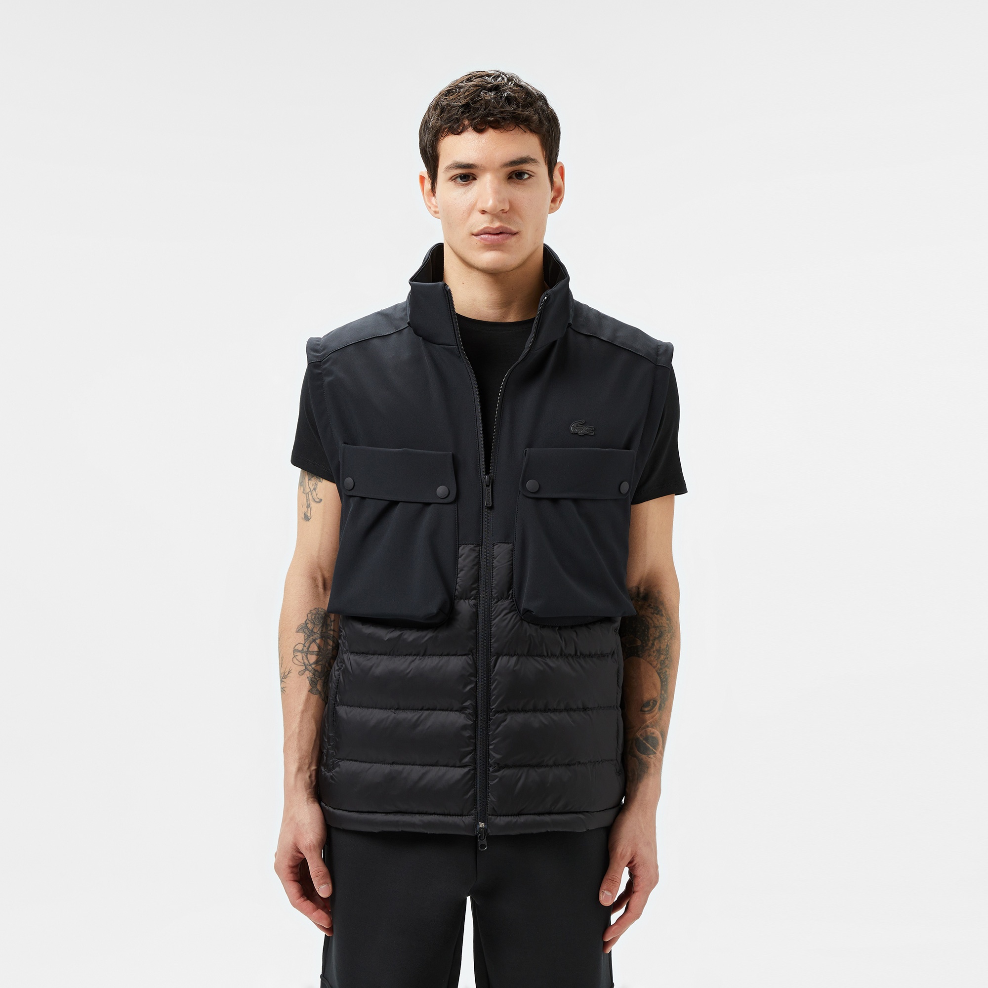 Lacoste Erkek Regular Fit Kapüşonlu Baskılı Siyah Mont