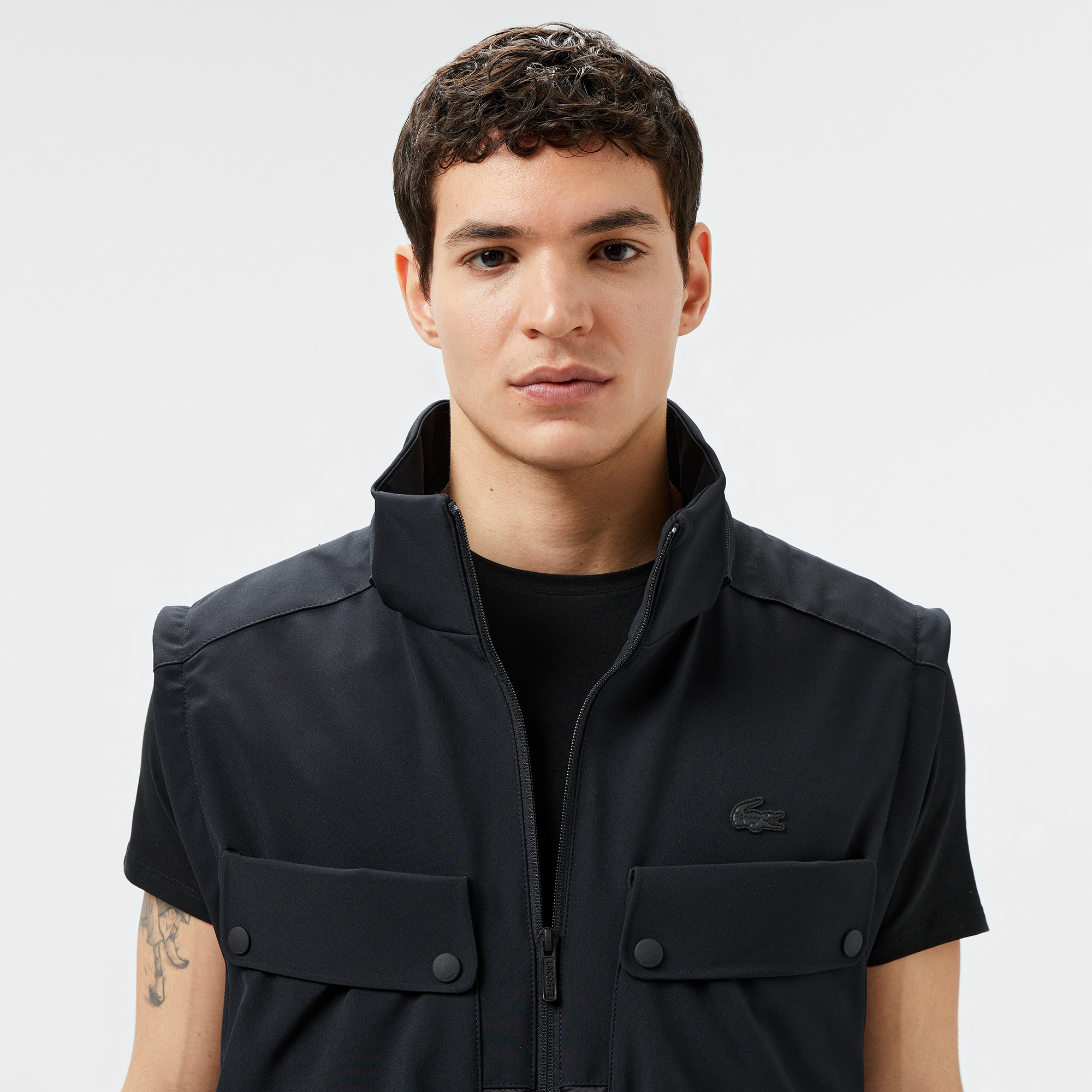 Lacoste Erkek Regular Fit Kapüşonlu Baskılı Siyah Mont