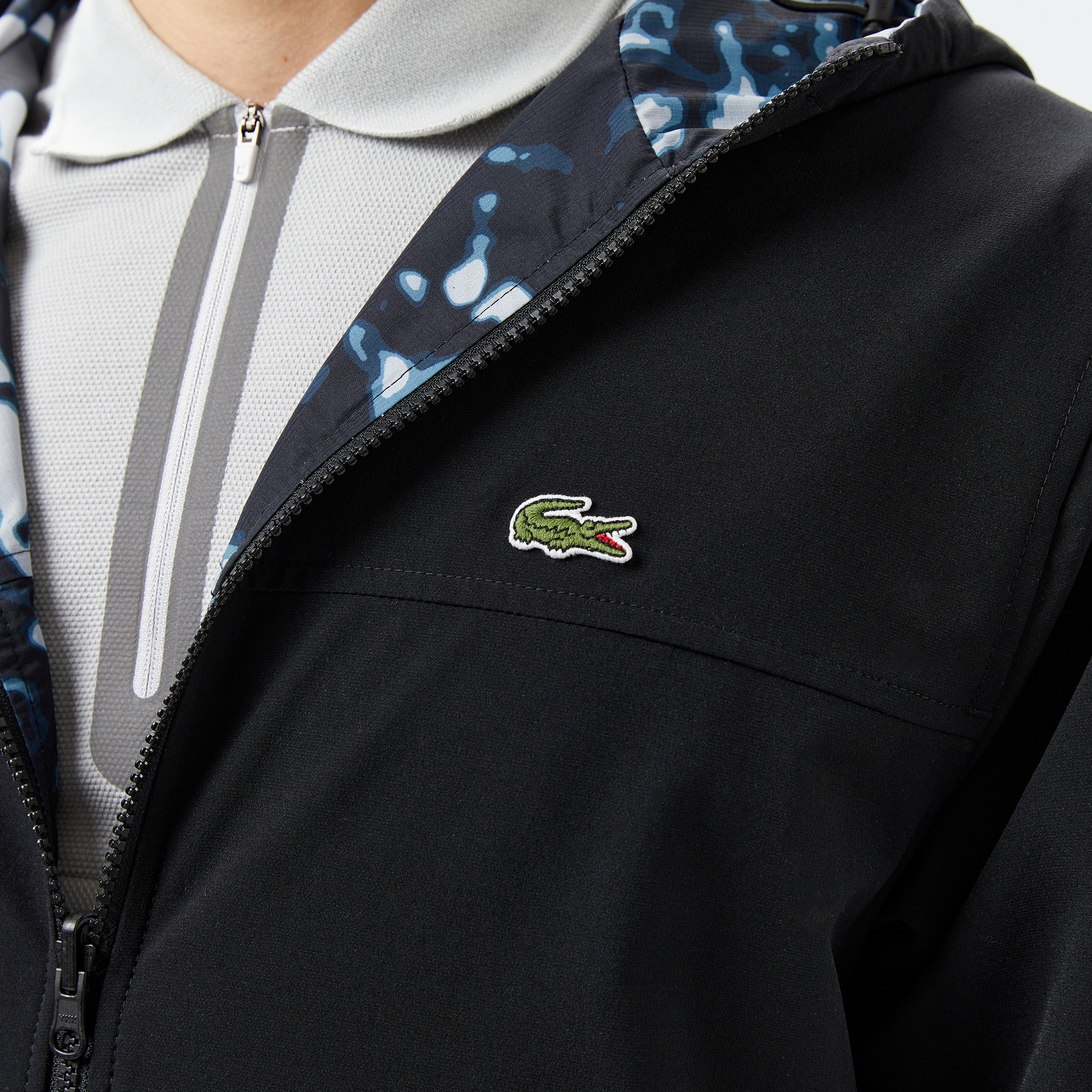 Lacoste Erkek Kapüşonlu Çift Taraflı Siyah Ceket