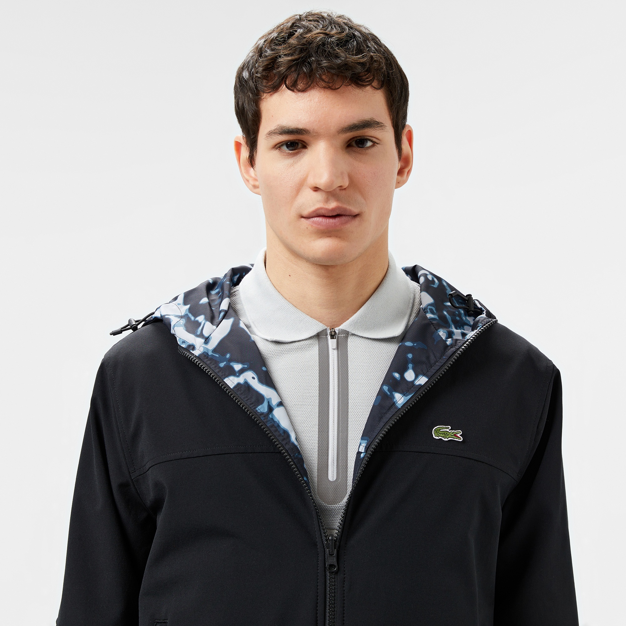 Lacoste Erkek Kapüşonlu Çift Taraflı Siyah Ceket