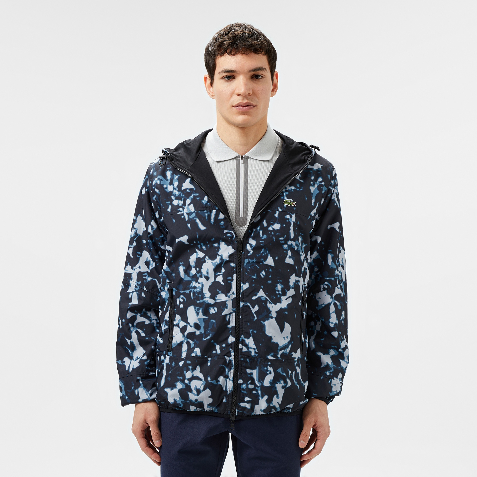 Lacoste Erkek Kapüşonlu Çift Taraflı Siyah Ceket