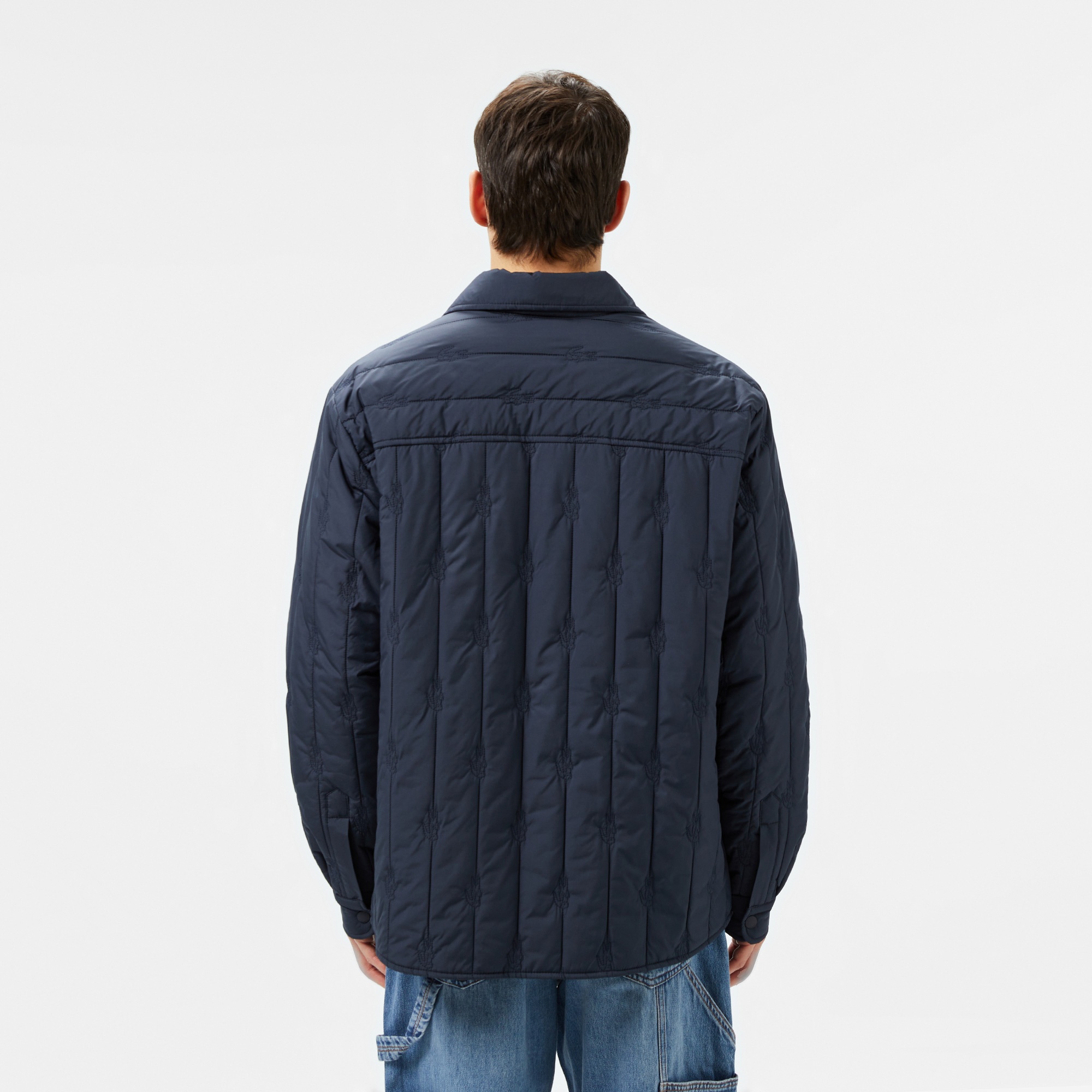Lacoste Erkek Relaxed Fit Gömlek Yaka Desenli Lacivert Ceket