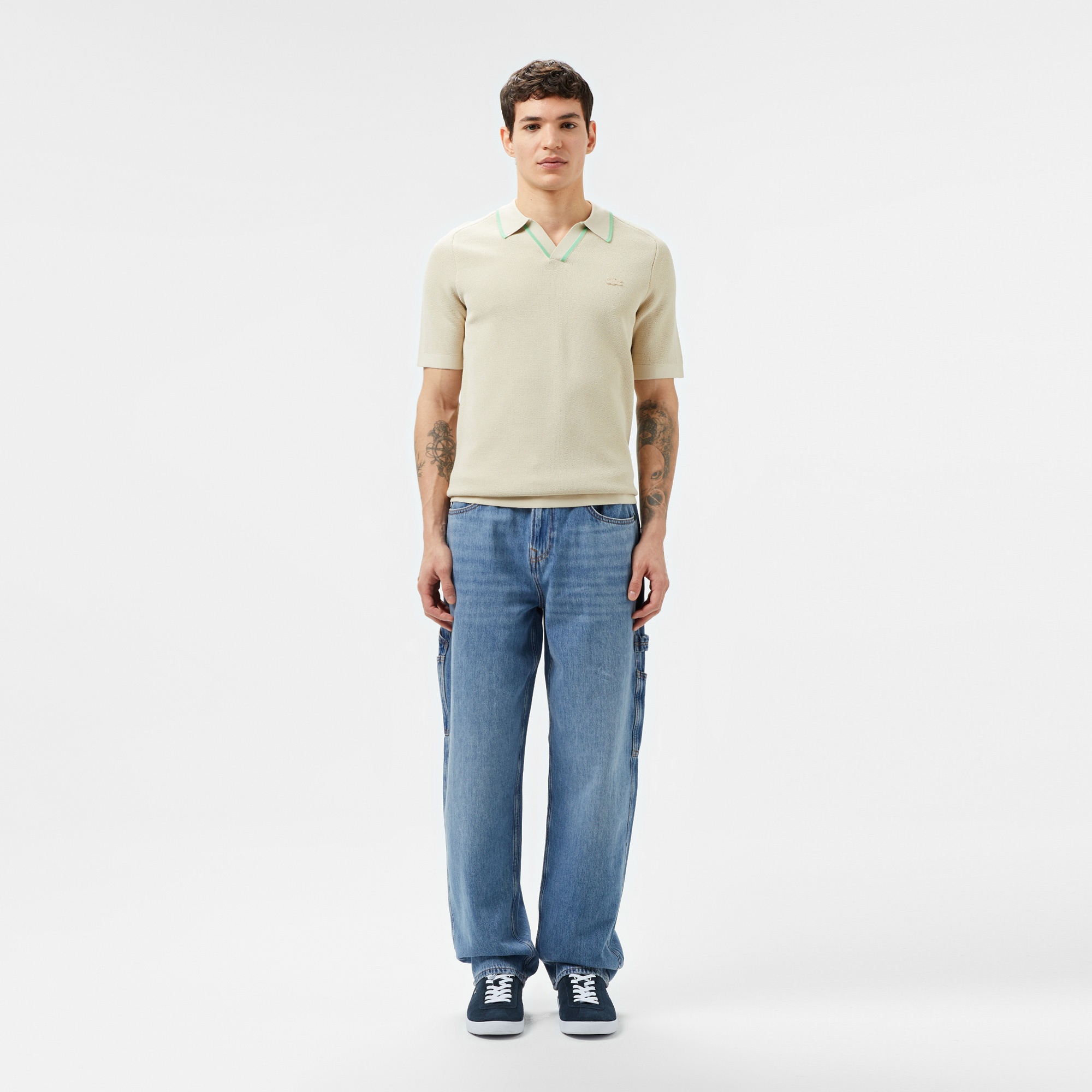 Lacoste Erkek Polo Yaka Bej Triko