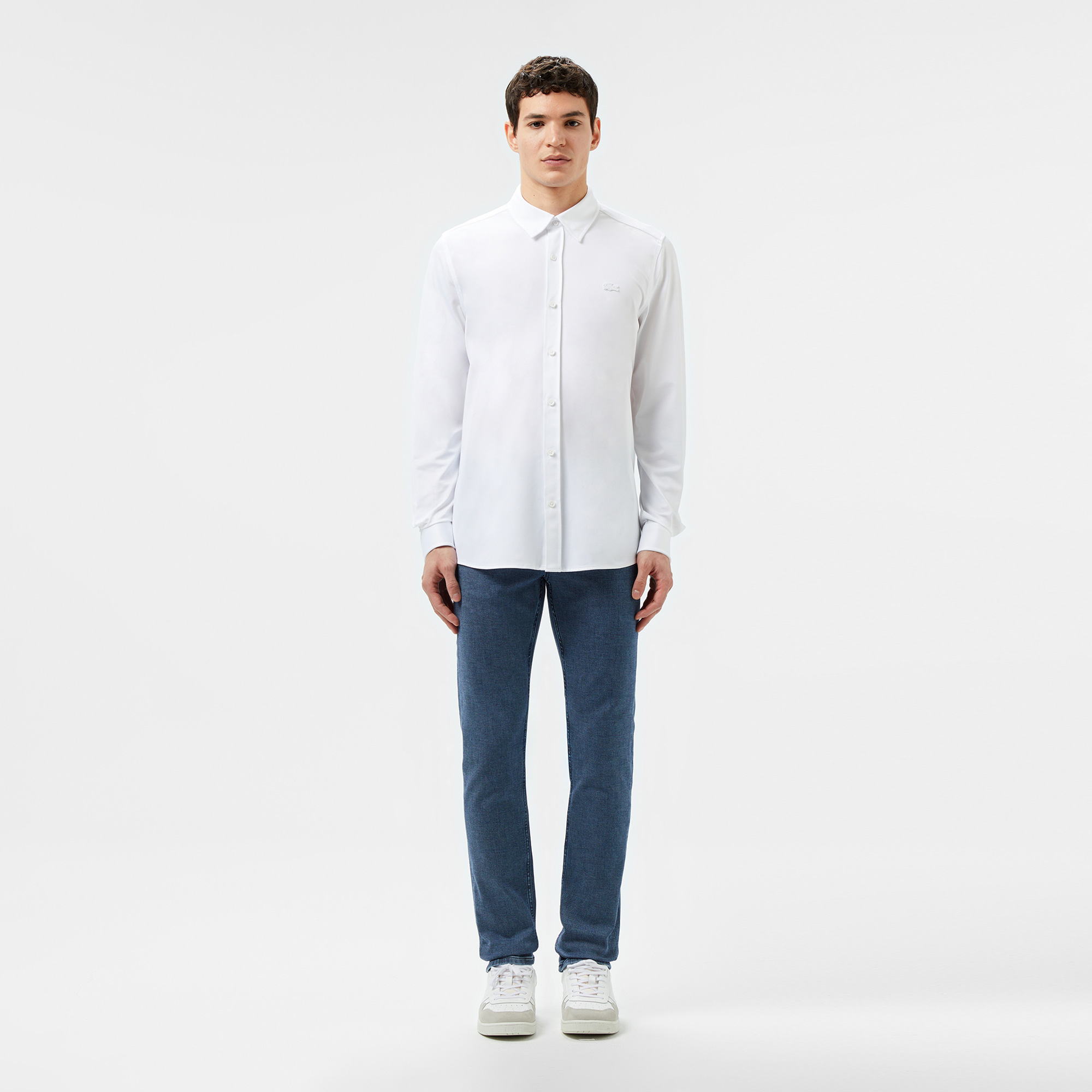 Lacoste Erkek Slim Fit Beyaz Gömlek görsel 4