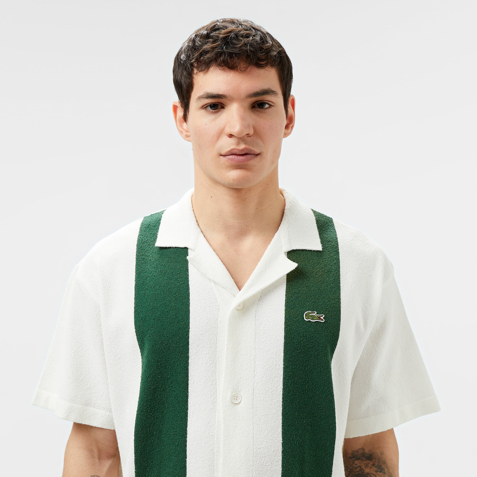 Lacoste Erkek Kısa Kollu Polo Yaka Renk Bloklu Beyaz Triko