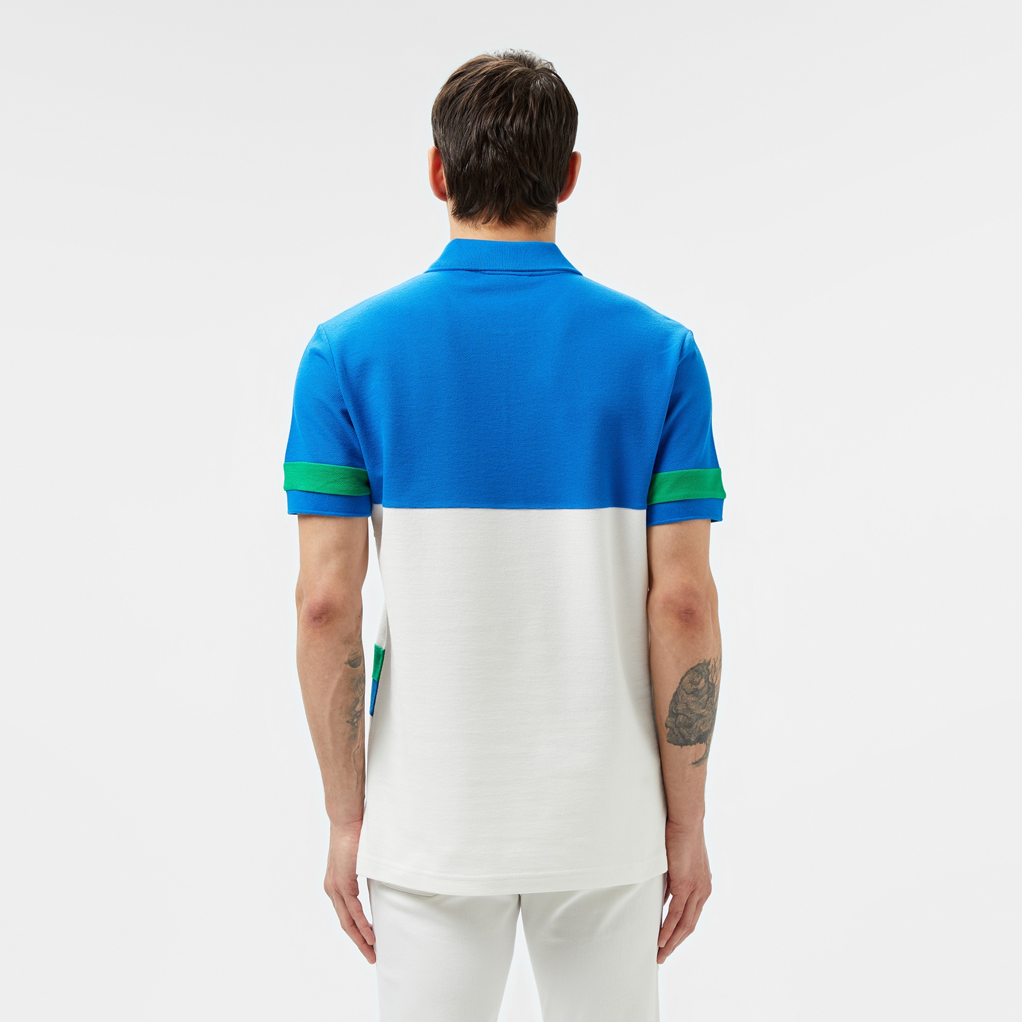 Lacoste Erkek Regular Fit Yarım Fermuarlı Renk Bloklu Beyaz Polo