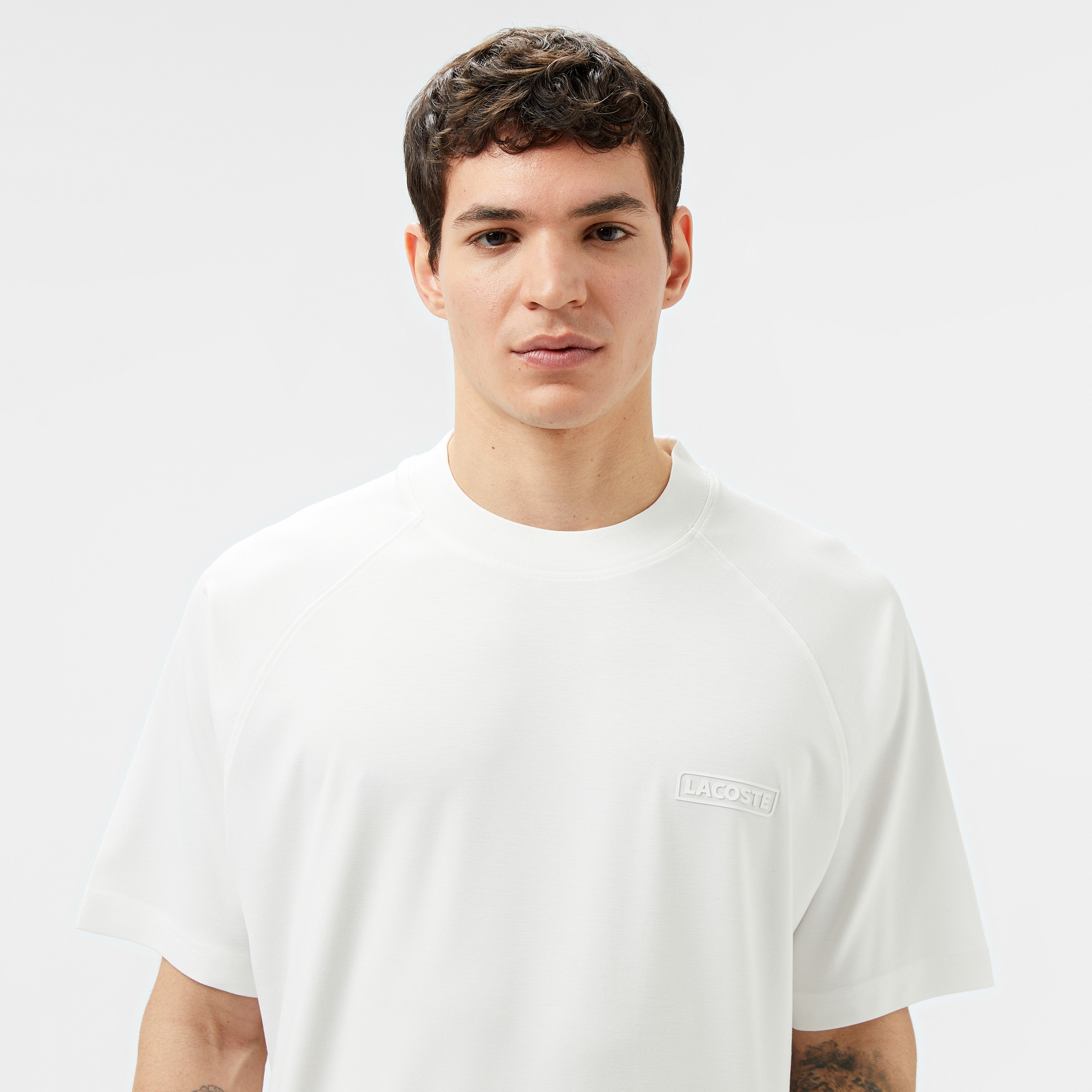Lacoste Erkek Oversize Fit Bisiklet Yaka Beyaz T-Shirt
