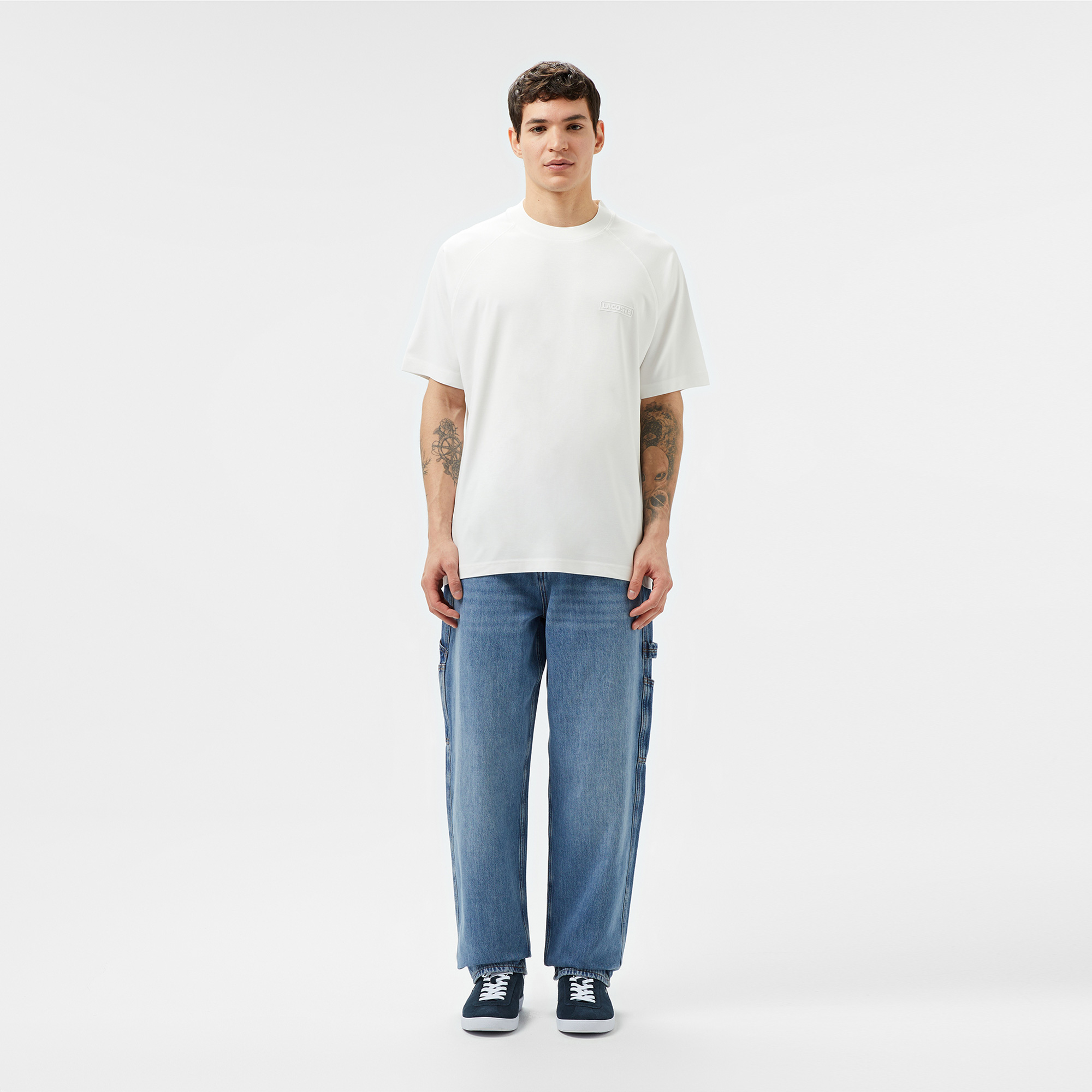 Lacoste Erkek Oversize Fit Bisiklet Yaka Beyaz T-Shirt TH0526-70V