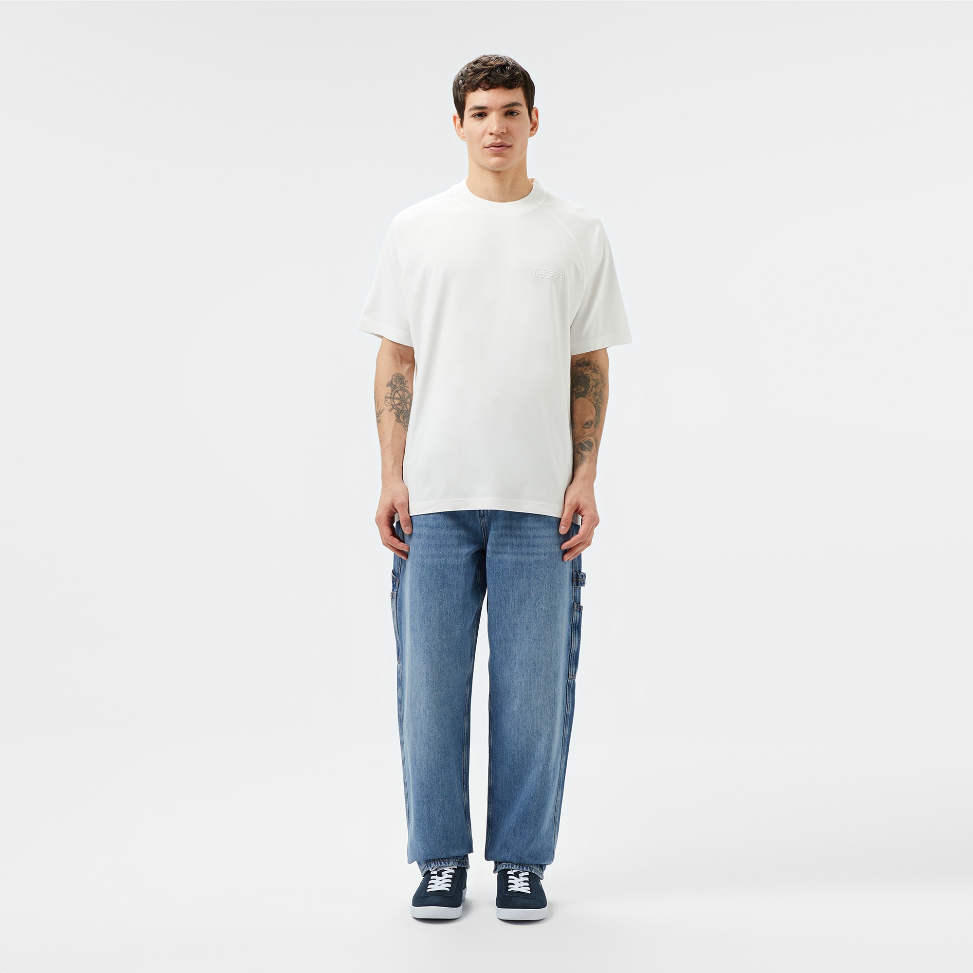 Lacoste Erkek Oversize Fit Bisiklet Yaka Beyaz T-Shirt