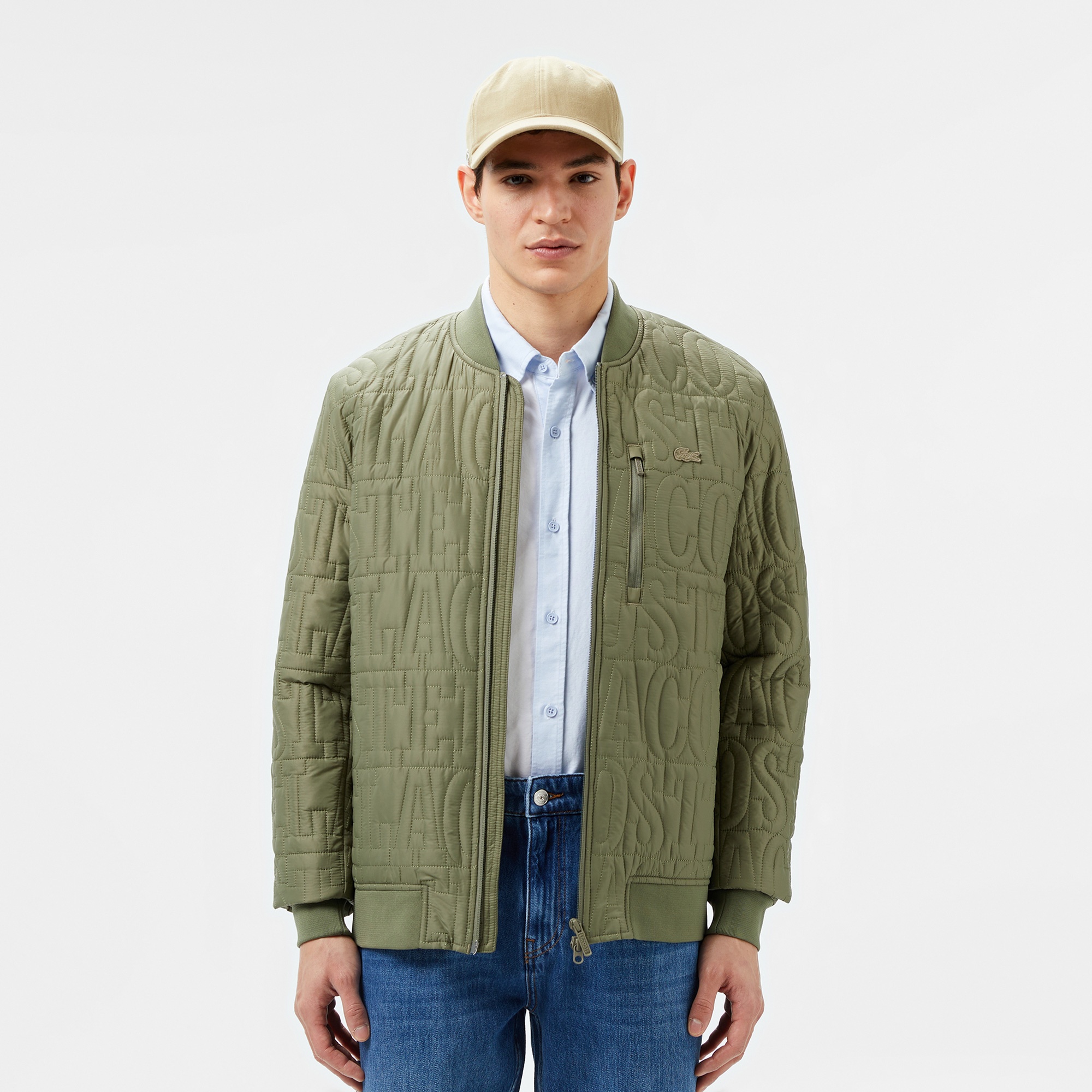 Lacoste Erkek Regular Fit Dik Yaka Kapitone Yeşil Mont