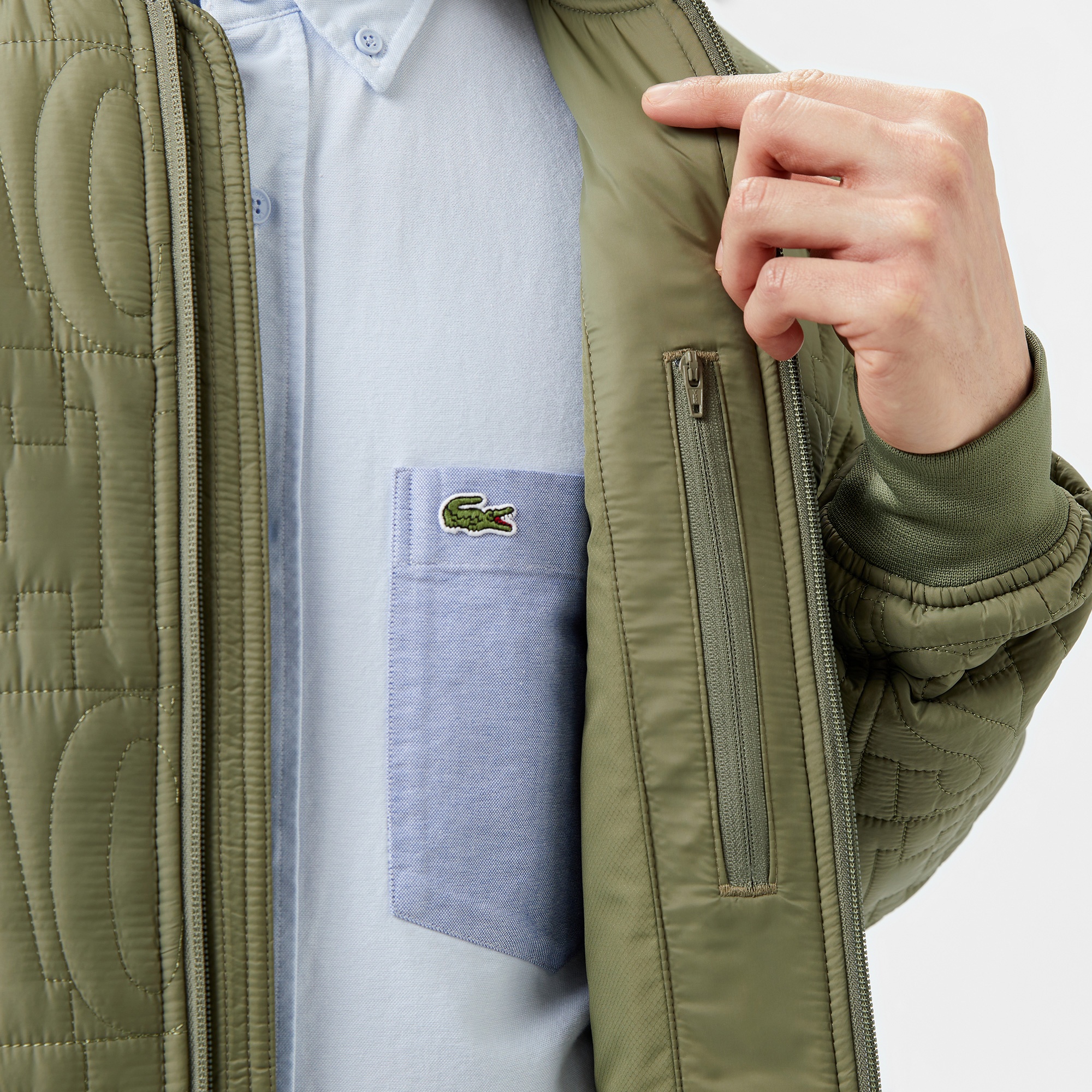 Lacoste Erkek Regular Fit Dik Yaka Kapitone Yeşil Mont