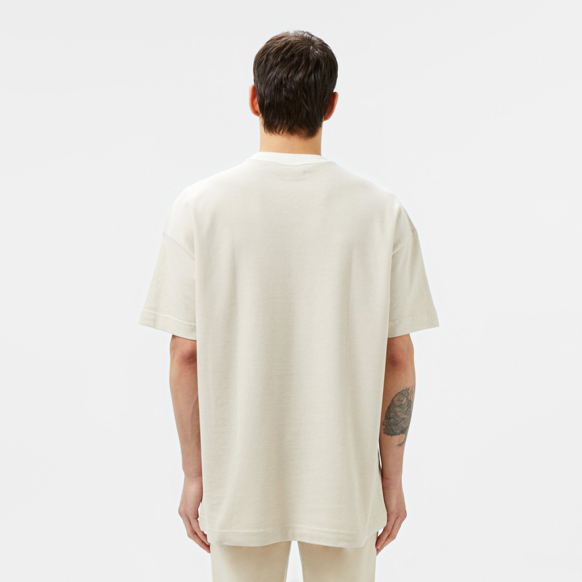 Lacoste Erkek Oversize Fit Bisiklet Yaka Krem T-Shirt görsel 3