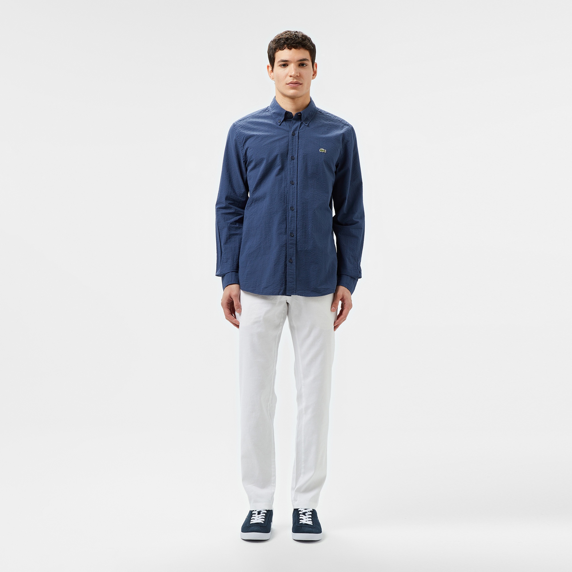 Lacoste Erkek Slim Fit Düğmeli Yaka Lacivert Gömlek