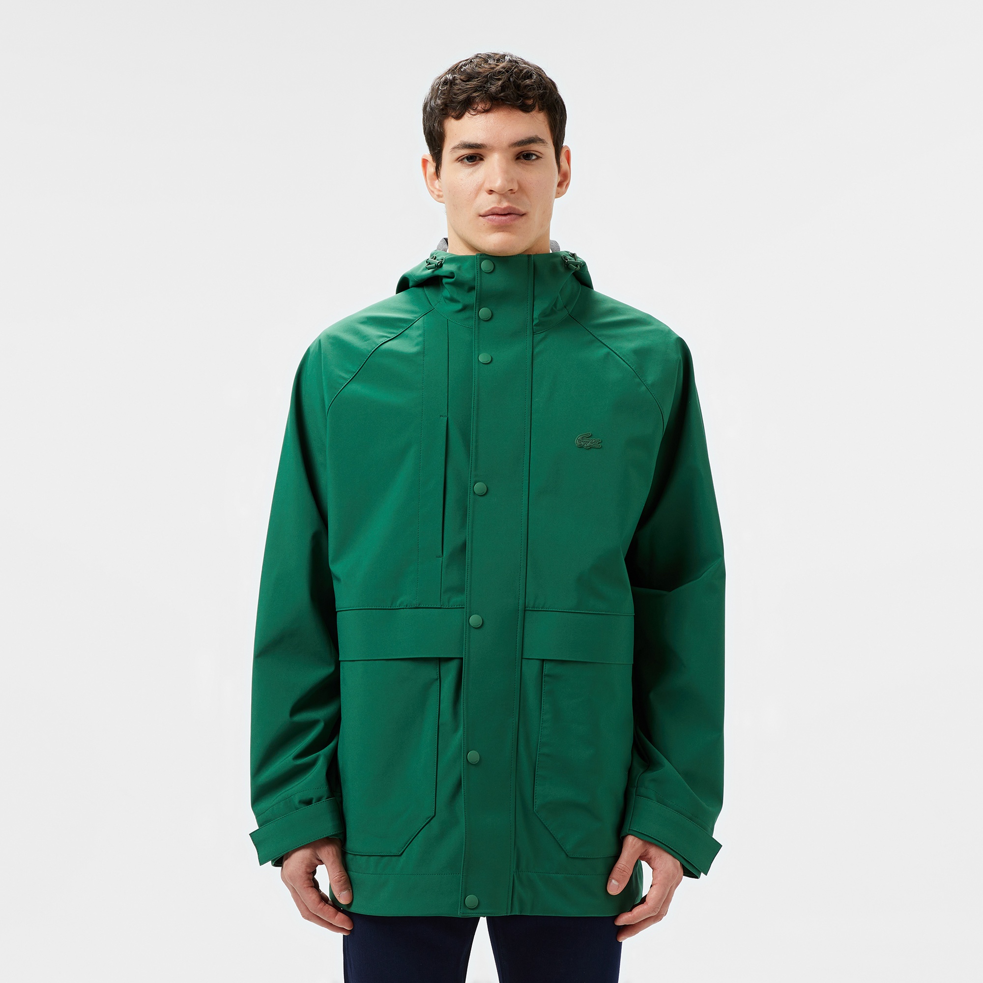 Lacoste Erkek Regular Fit Kapüşonlu Yeşil Yağmurluk