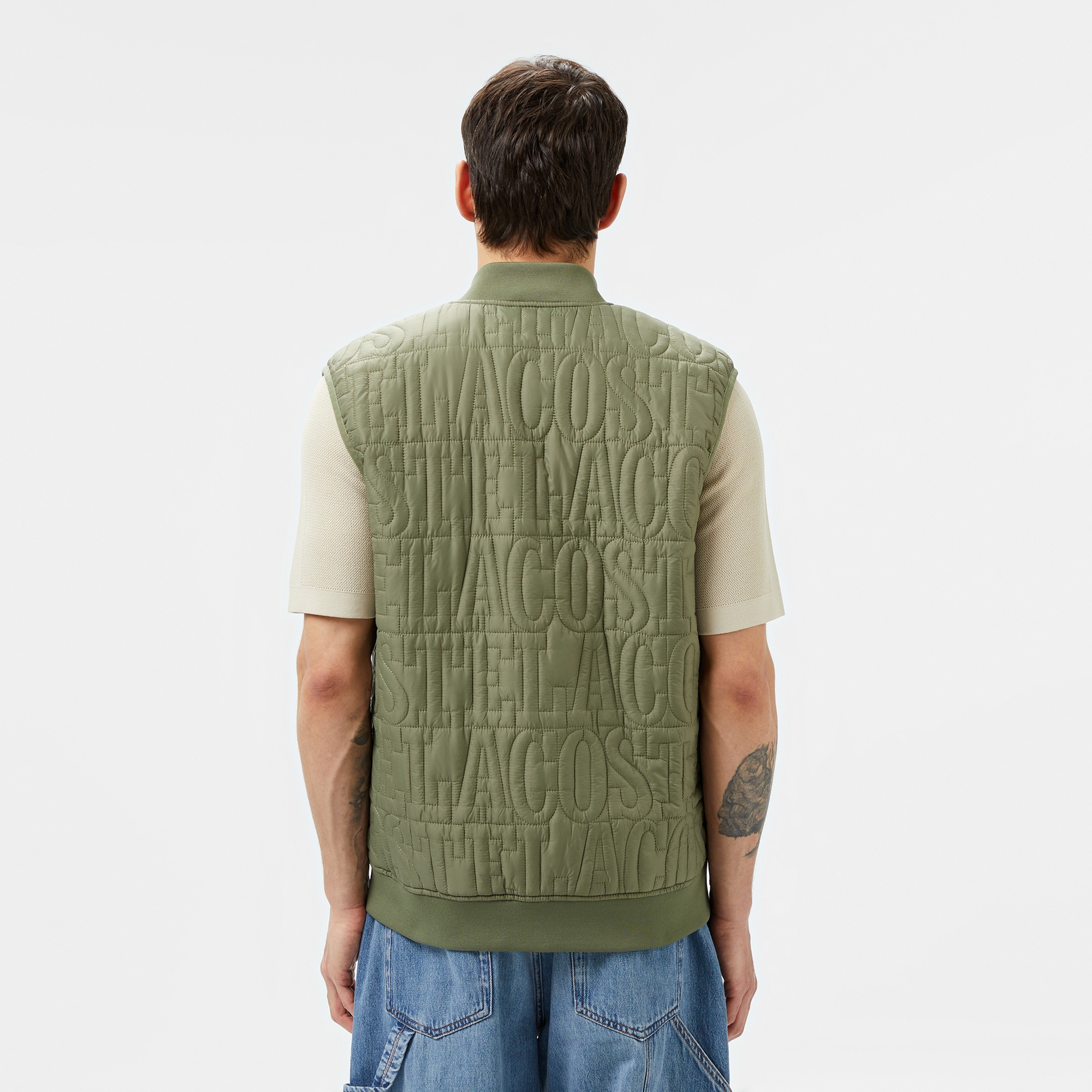 Lacoste Erkek Regular Fit Dik Yaka Kapitone Yeşil Yelek