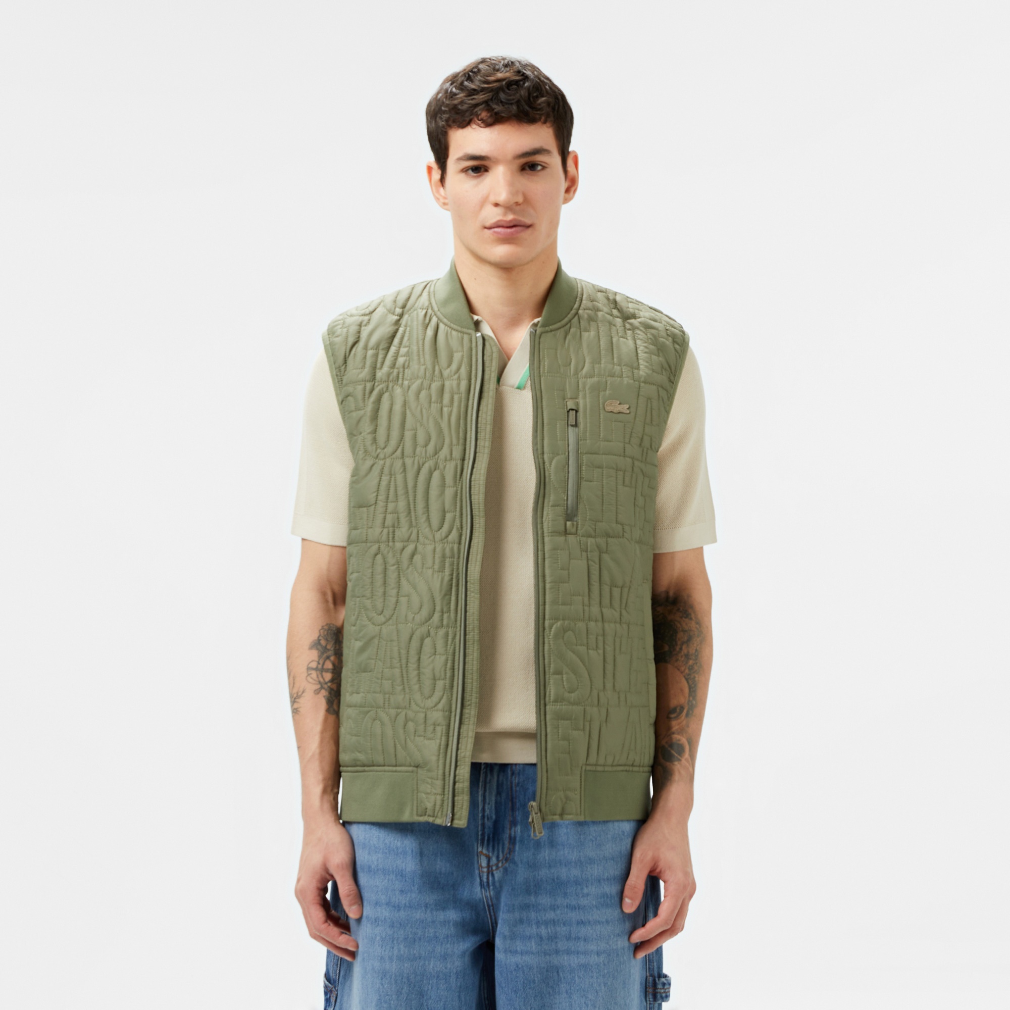 Lacoste Erkek Regular Fit Dik Yaka Kapitone Yeşil Yelek