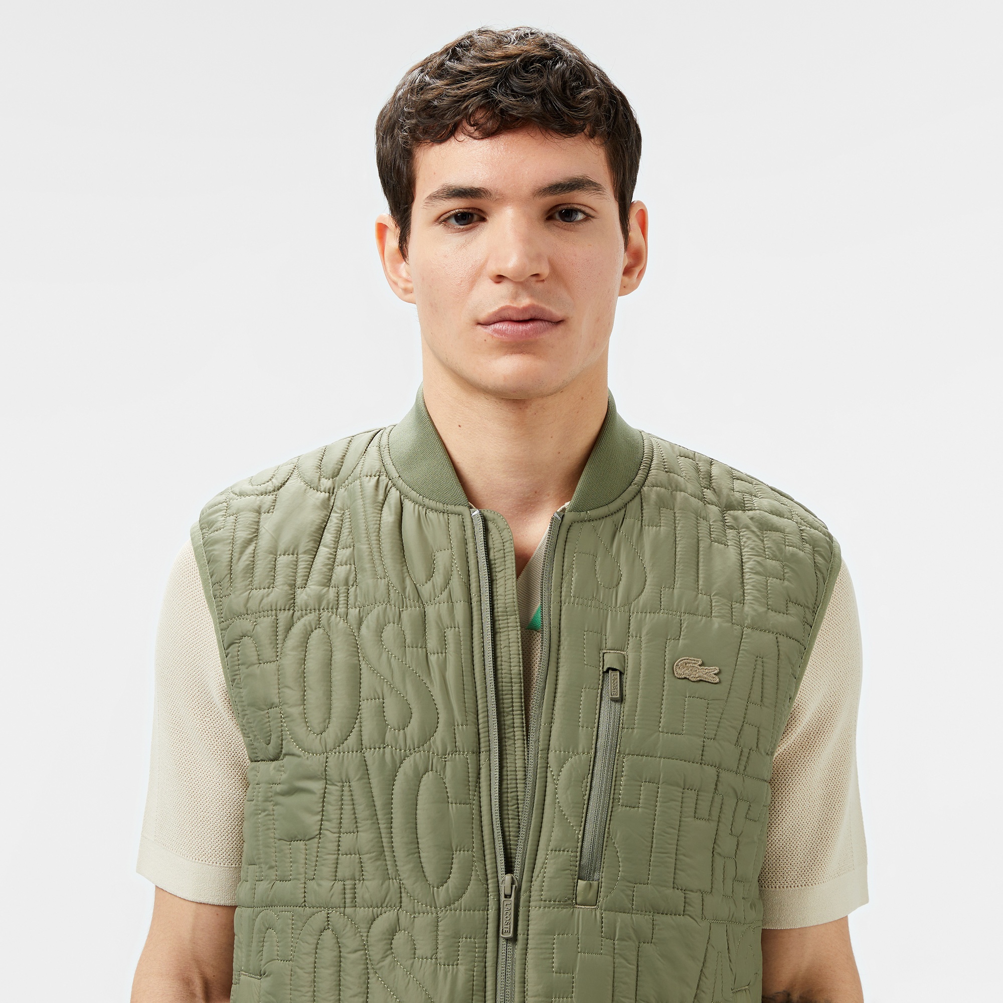 Lacoste Erkek Regular Fit Dik Yaka Kapitone Yeşil Yelek