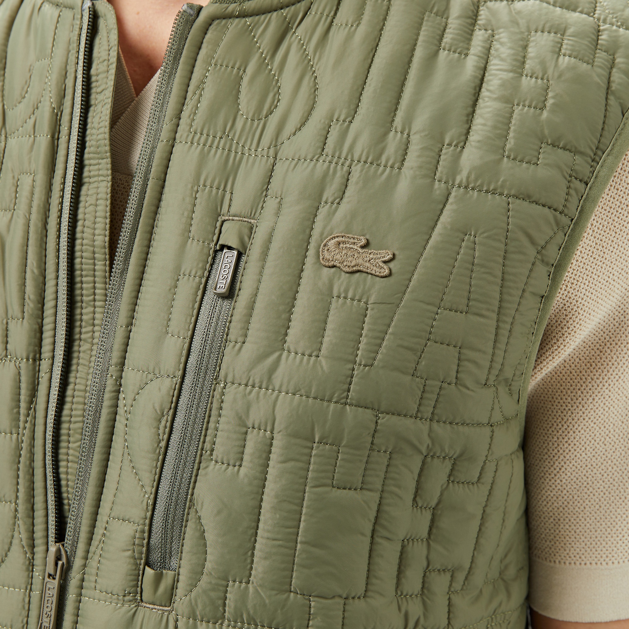 Lacoste Erkek Regular Fit Dik Yaka Kapitone Yeşil Yelek