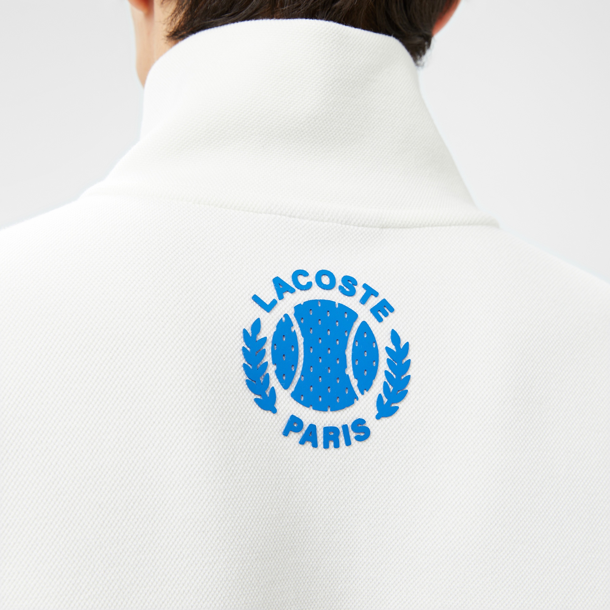 Lacoste Erkek Relaxed Fit Yarım Fermuarlı Renk Bloklu Beyaz Sweatshirt