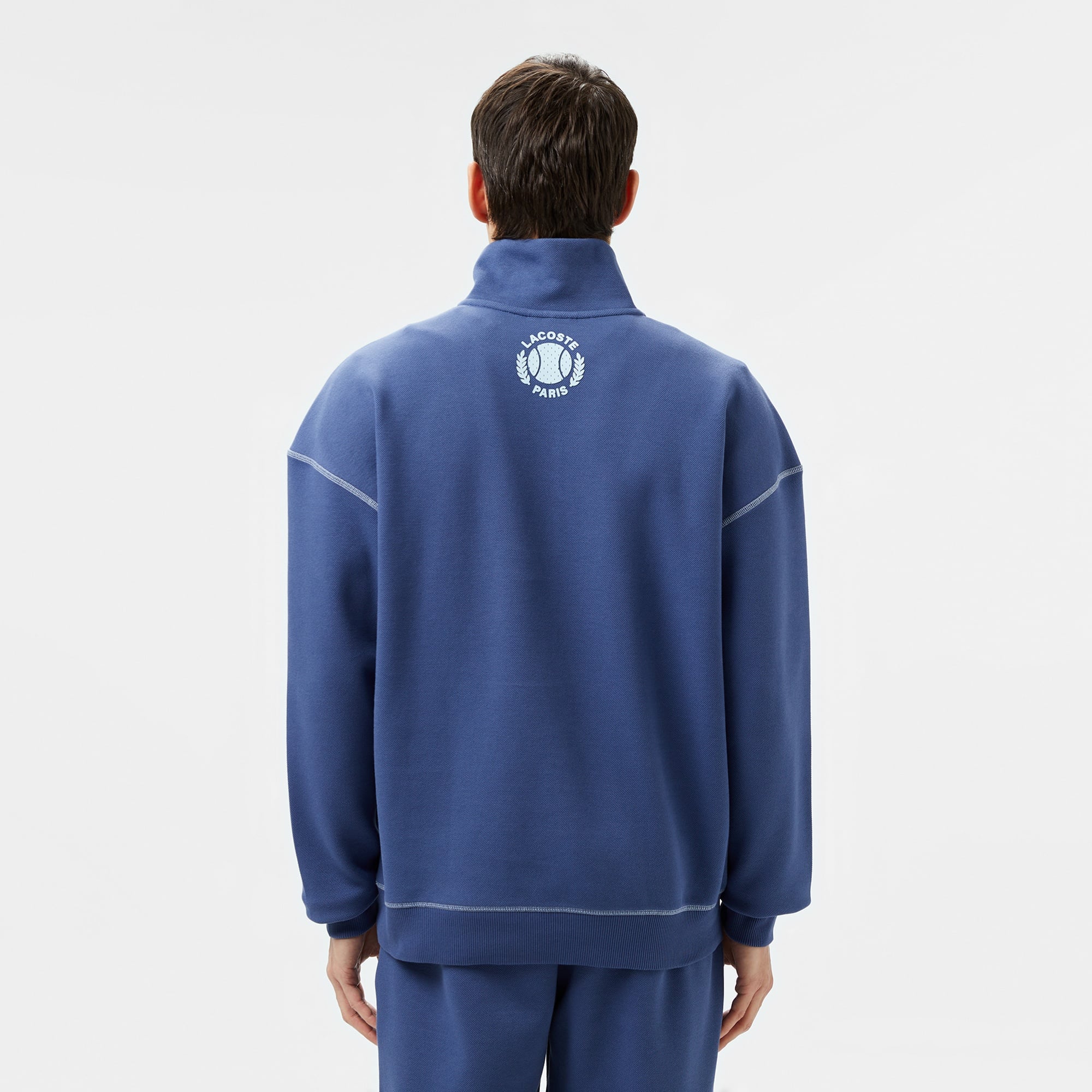 Lacoste Erkek Relaxed Fit Yarım Fermuarlı Renk Bloklu Mavi