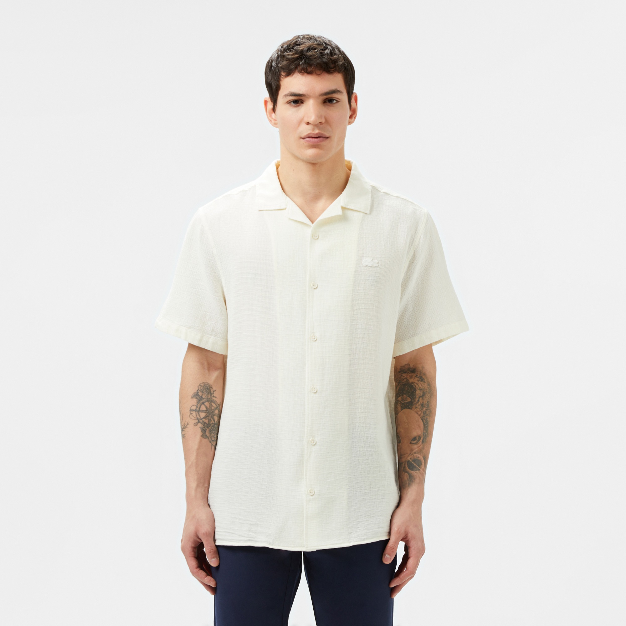 Lacoste Erkek Regular Fit Kısa Kollu Beyaz Gömlek
