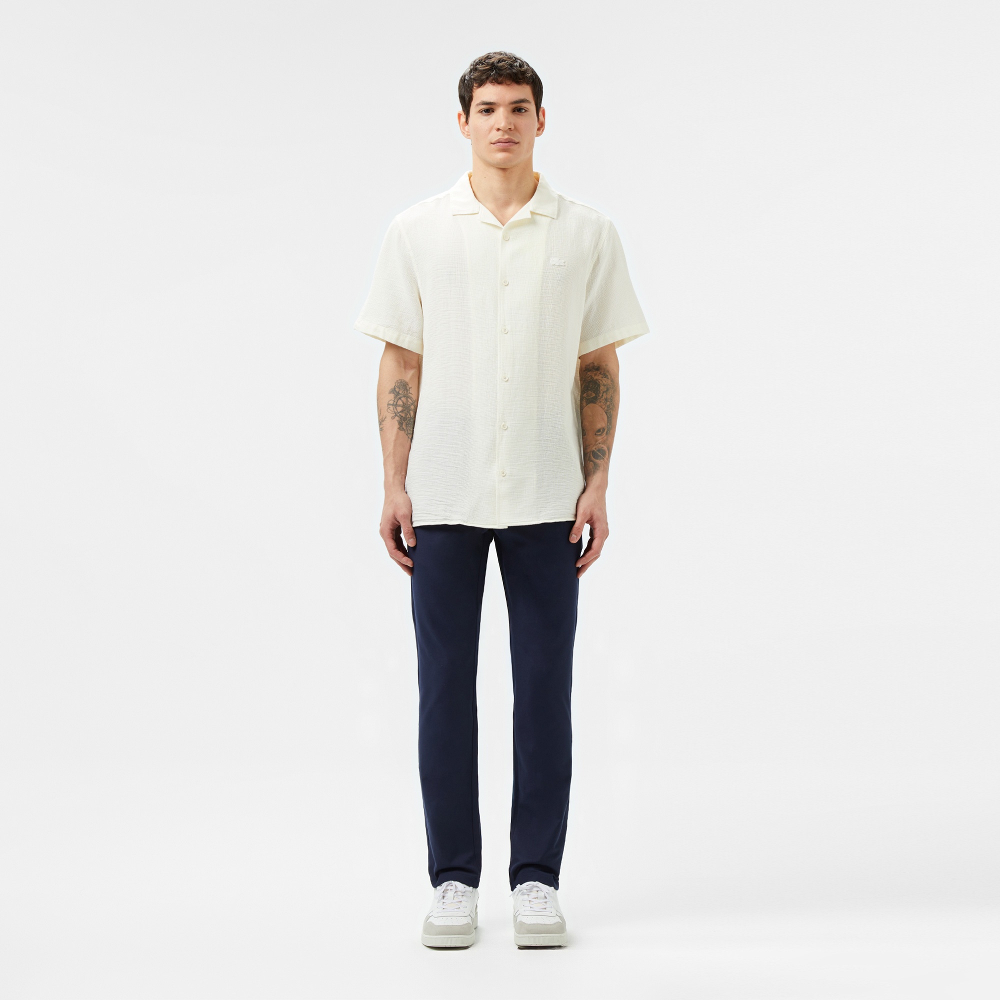 Lacoste Erkek Regular Fit Kısa Kollu Beyaz Gömlek