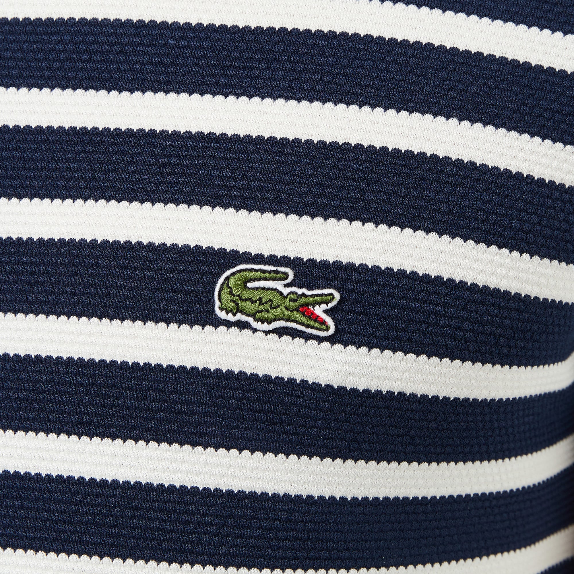 Lacoste Erkek Slim Fit Bisiklet Yaka Çizgili Lacivert T-Shirt görsel 5