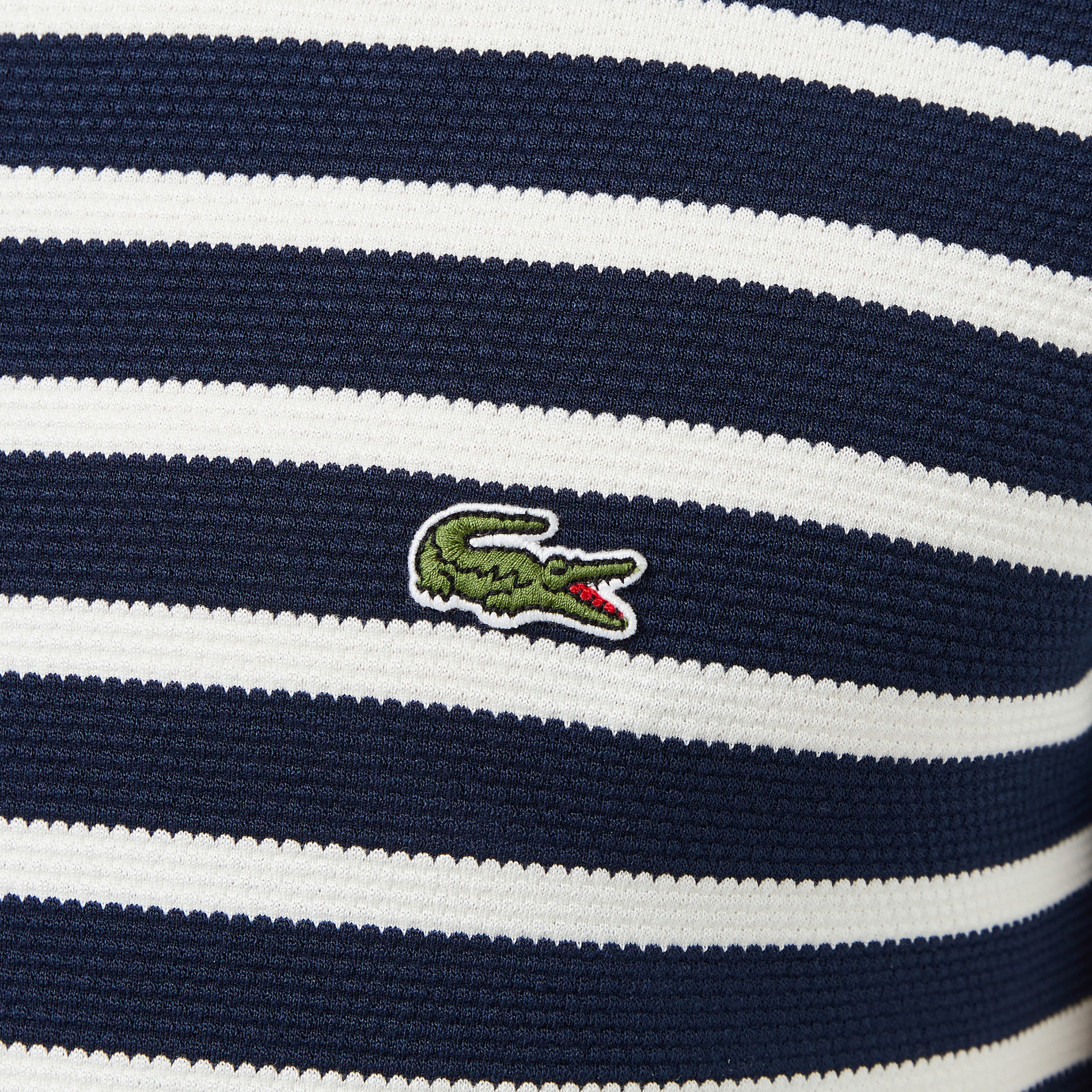 Erkek Slim Fit Bisiklet Yaka Çizgili Lacivert T-Shirt