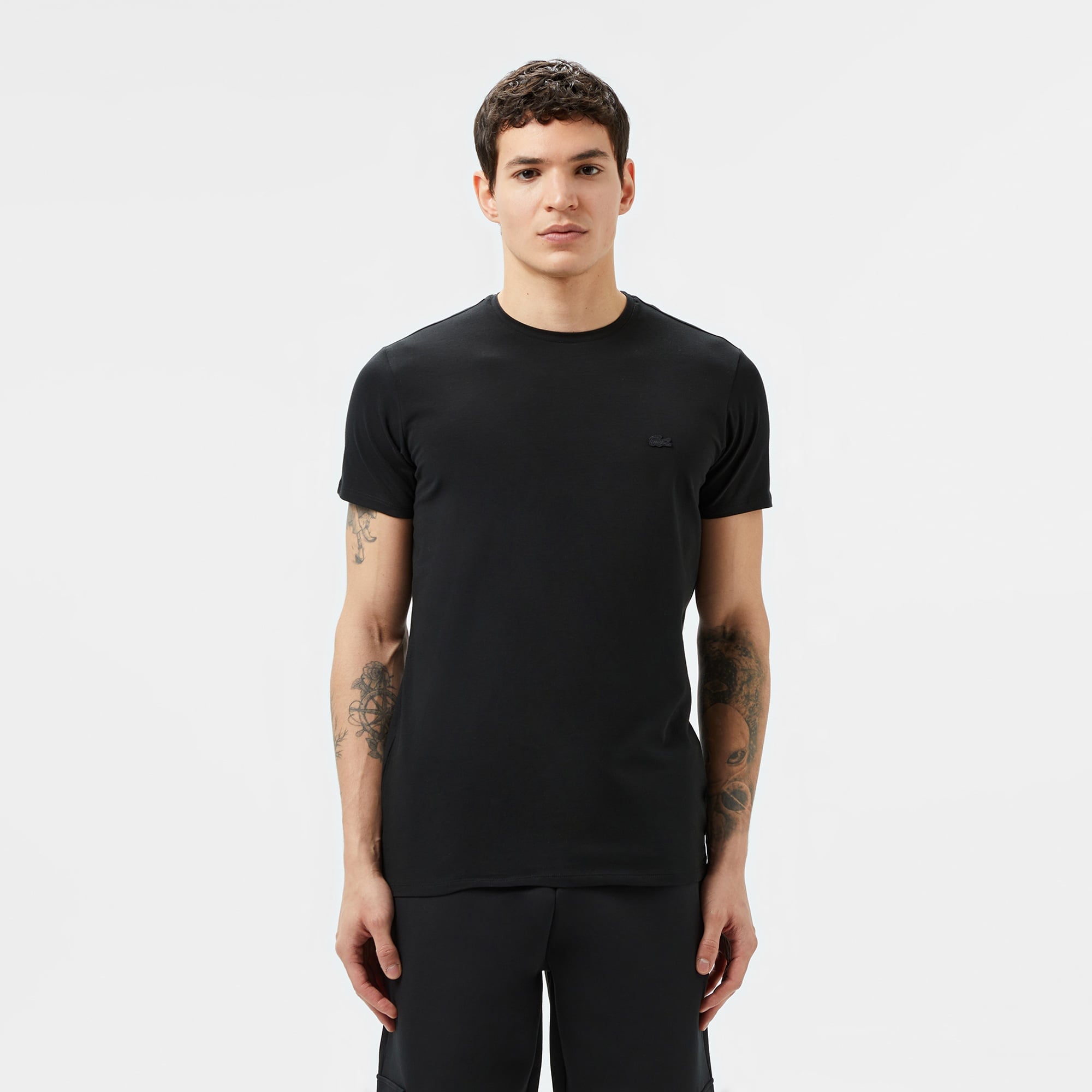 Erkek Slim Fit Bisiklet Yaka Siyah T-Shirt