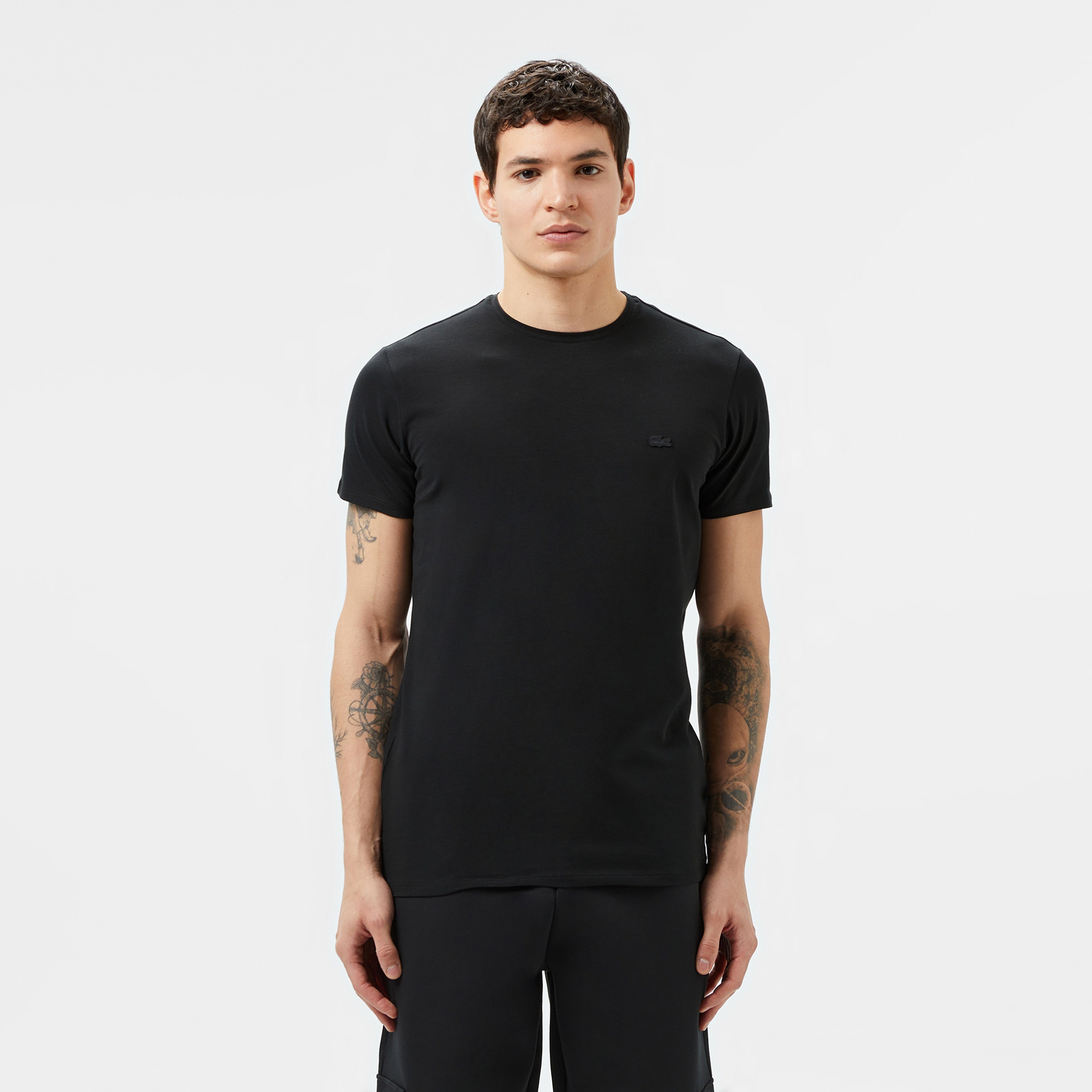 Erkek Slim Fit Bisiklet Yaka Siyah T-Shirt