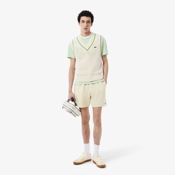 Lacoste Erkek Classic Fit Bisiklet Yaka Çizgili Açık Yeşil T-Shirt Yeşil