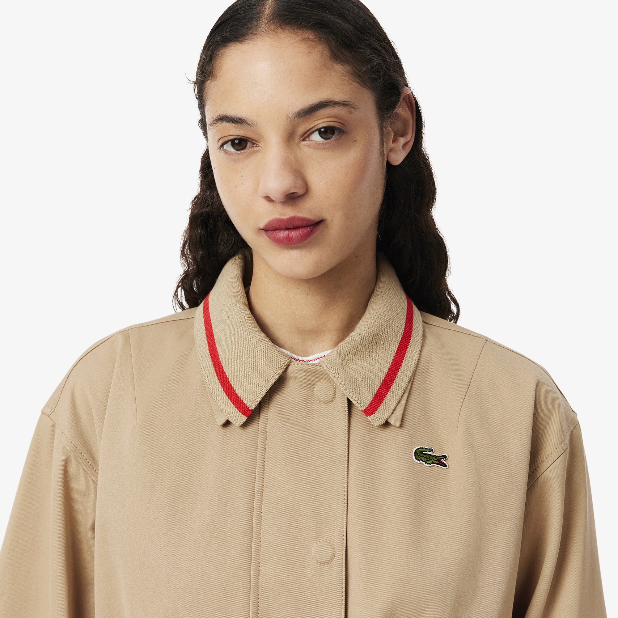Lacoste Kadın Relaxed Fit Bej Trençkot