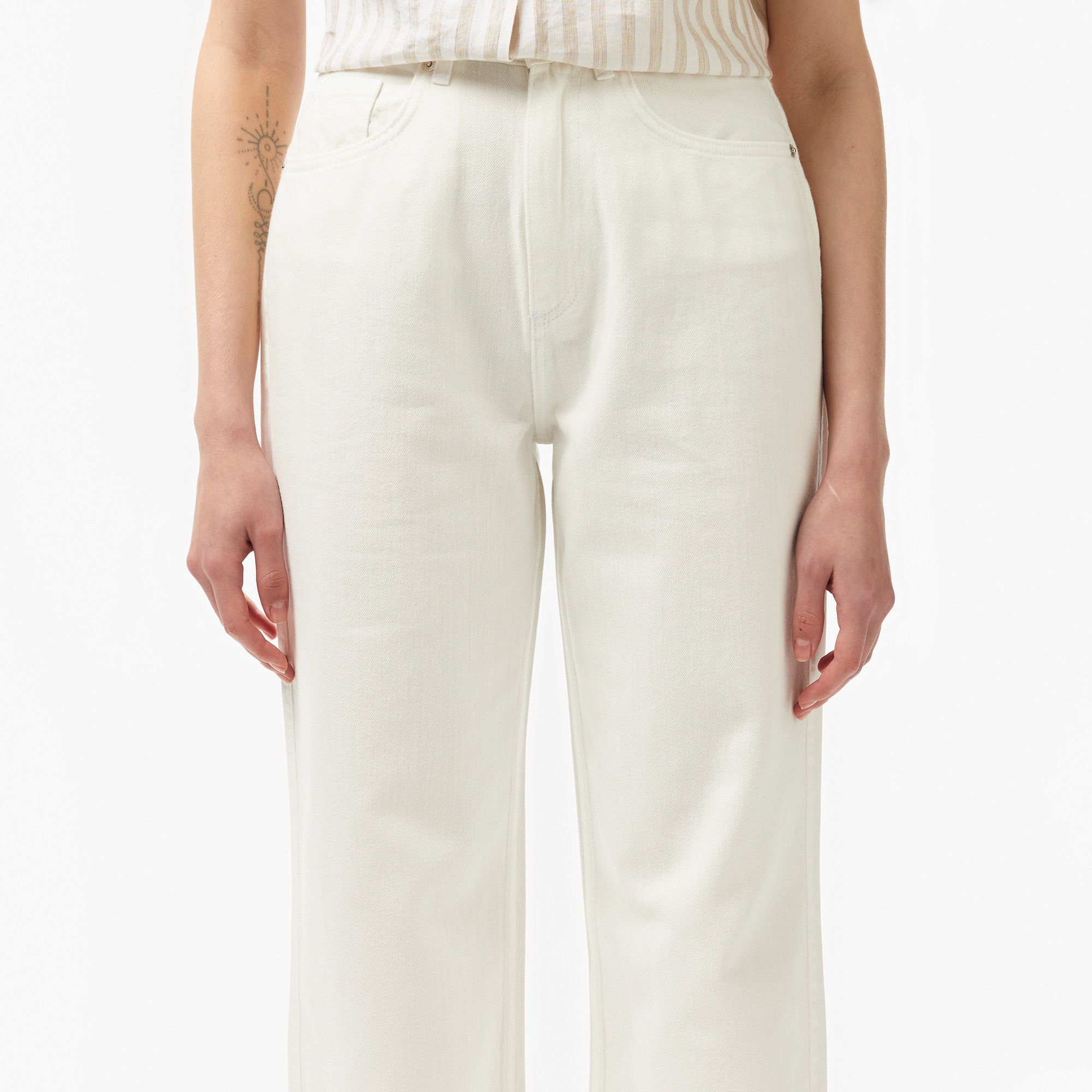 Lacoste Kadın Beyaz Jean Pantolon